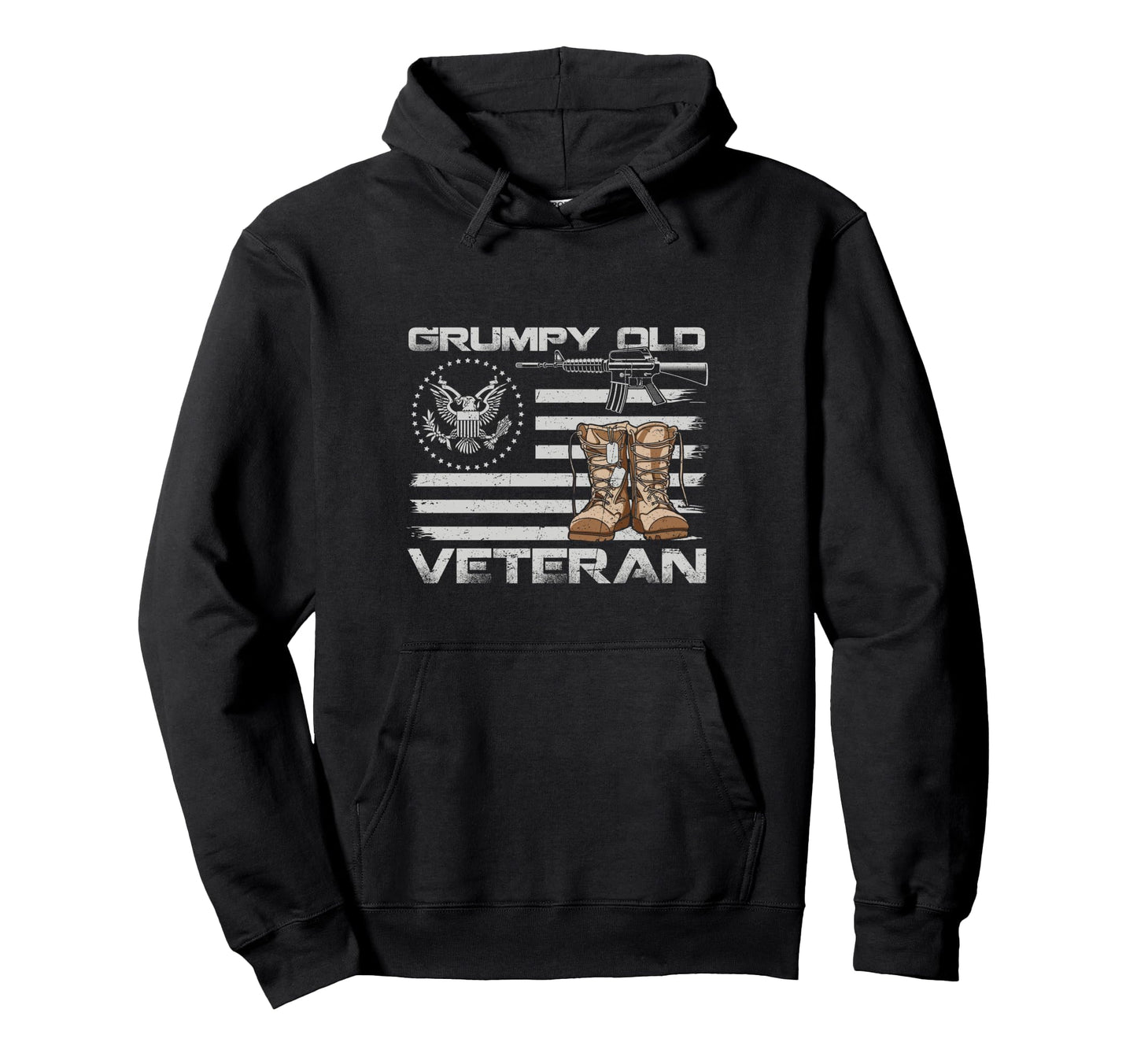 Patriotic Grumpy Old Veteran Flag Us Hoodie - Graphic Print Unisex - T-Shirt, Sweatshirt, Hoodie