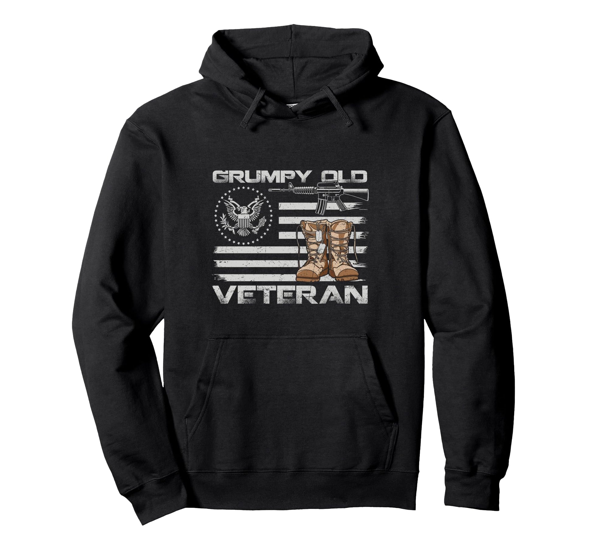 Patriotic Grumpy Old Veteran Flag Us Hoodie - Graphic Print Unisex - T-Shirt, Sweatshirt, Hoodie