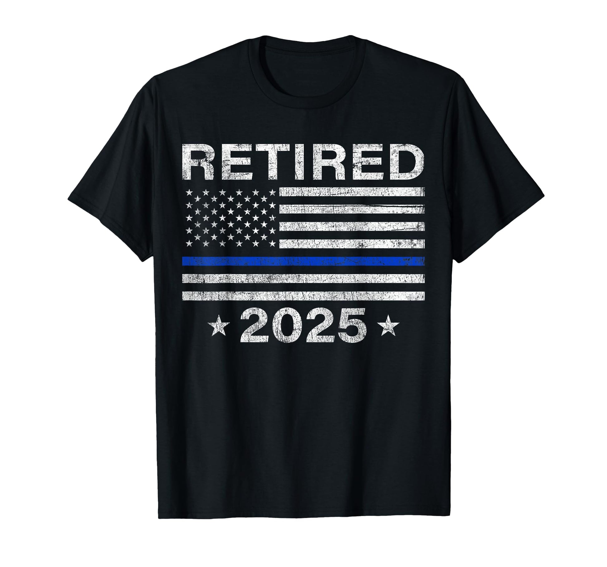 Retired 2025 Thin Blue Line Us Flag T-Shirt - Custom Art Print Men Women - T-Shirt, Sweatshirt, Hoodie