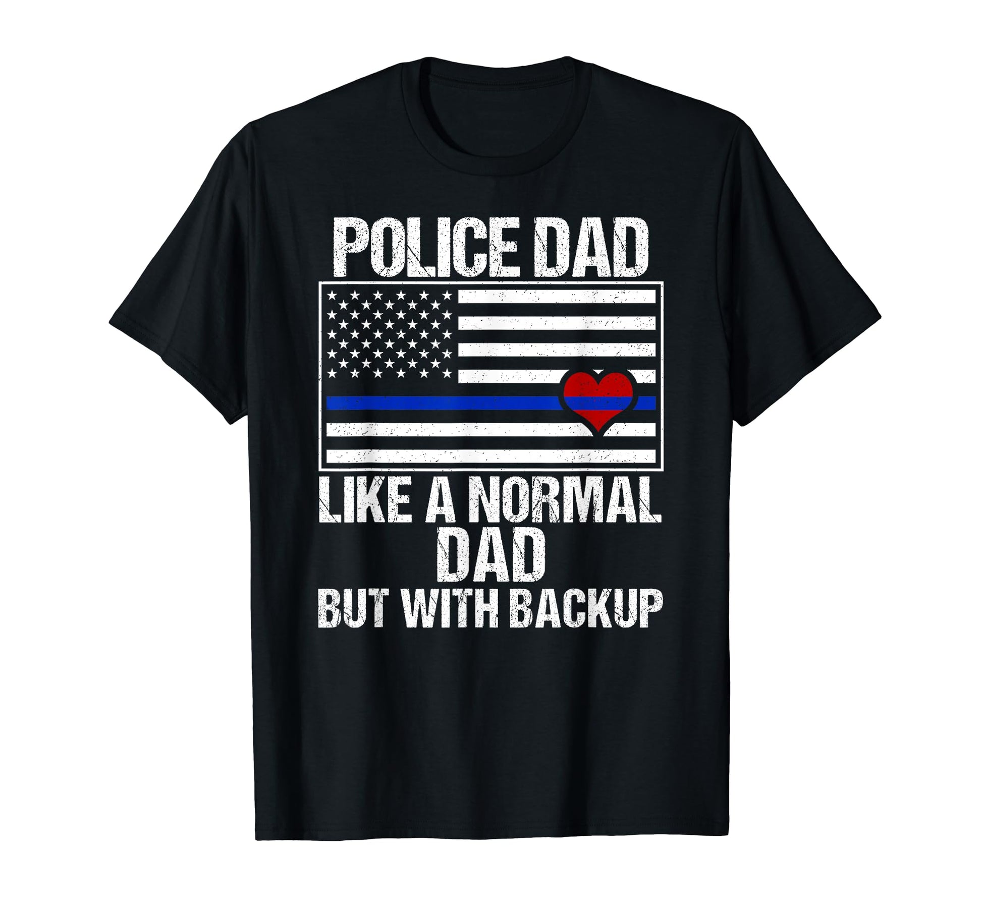 Mens Police Dad Blue Line Heart Flag T-Shirt - Aesthetic Graphic Men Women - T-Shirt, Sweatshirt, Hoodie