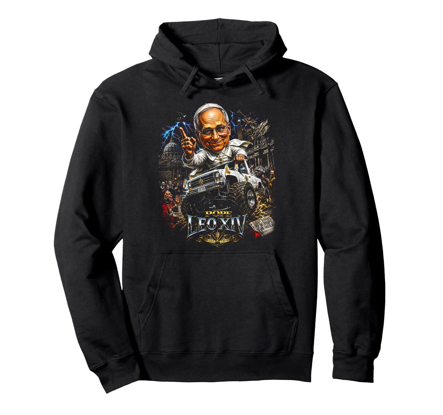 80S Pope Leo Xiv Lover Streetwear Hoodie - Graphic Print Unisex - T-Shirt, Sweatshirt, Hoodie