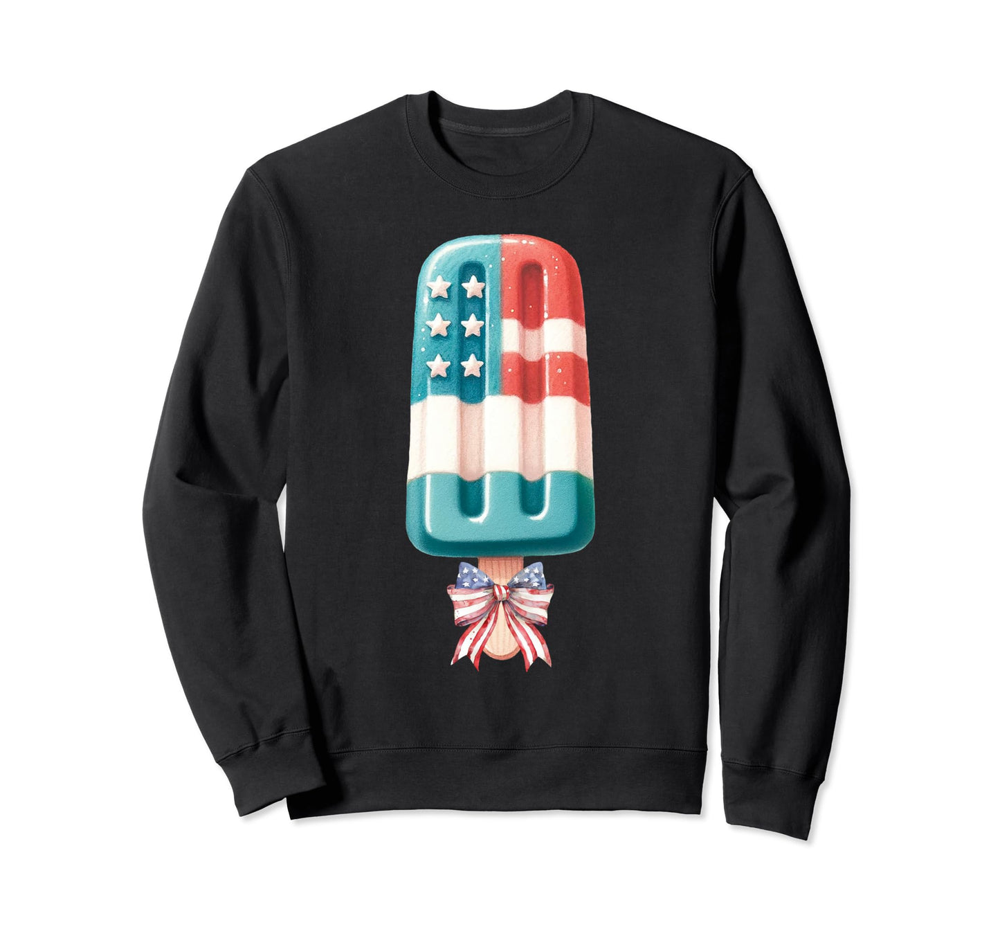 Ice Pop Coquette Bow American Us Flag Sweatshirt - Novelty Apparel Unisex - T-Shirt, Sweatshirt, Hoodie