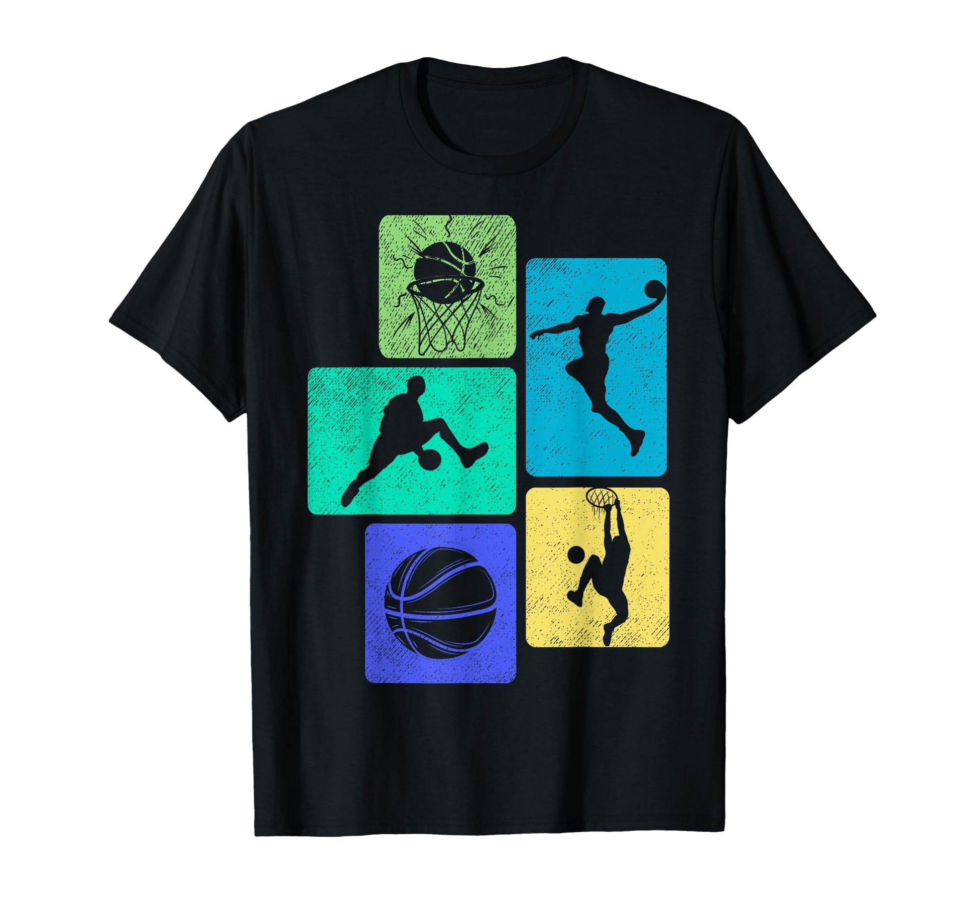 Colorful Basketball Players Slam Dunk T-Shirt - Minimalist Print Unisex - T-Shirt, Sweatshirt, Hoodie