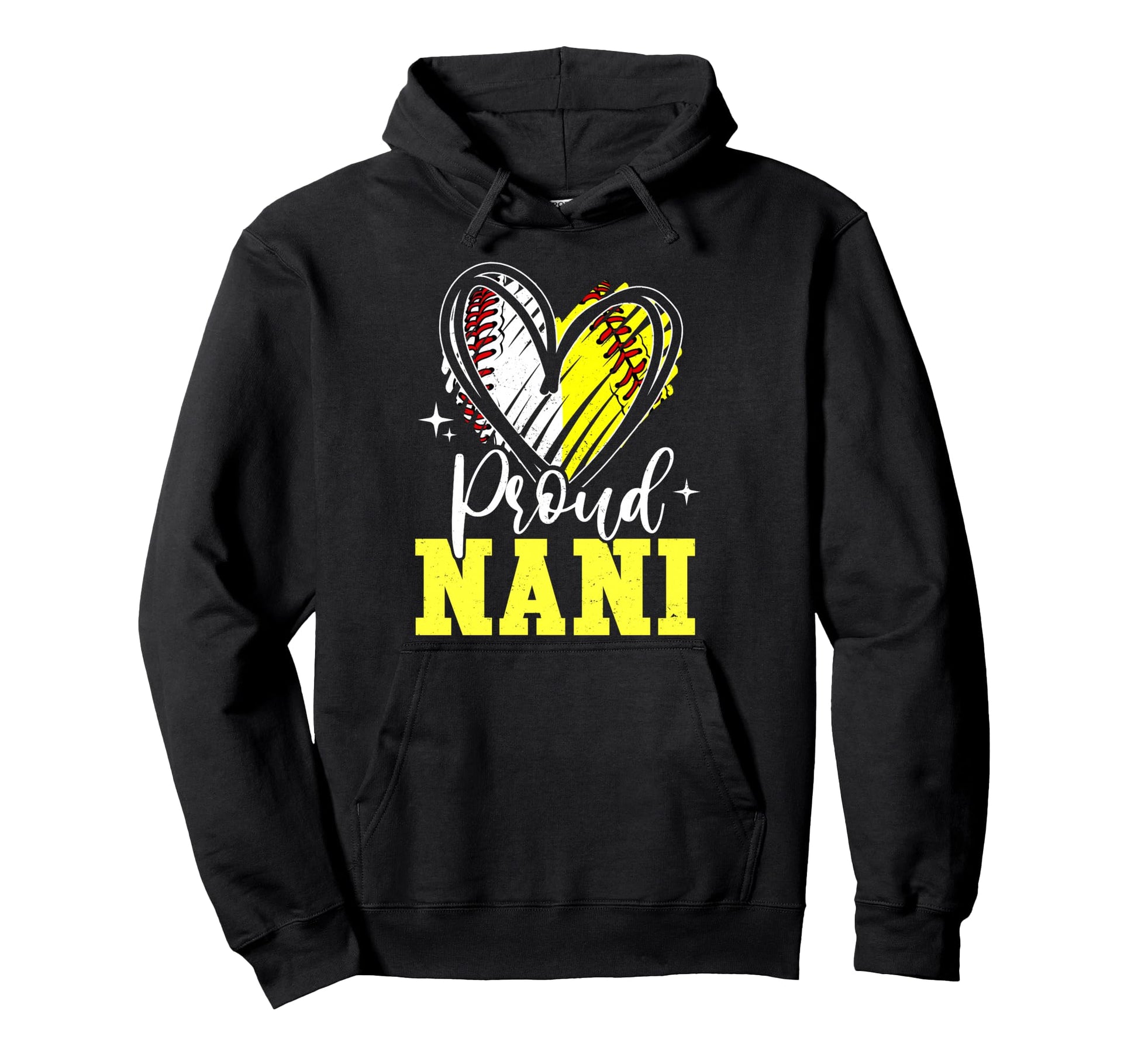 Proud Nani Baseball Softball Heart Hoodie - Aesthetic Graphic for Adults - T-Shirt, Sweatshirt, Hoodie