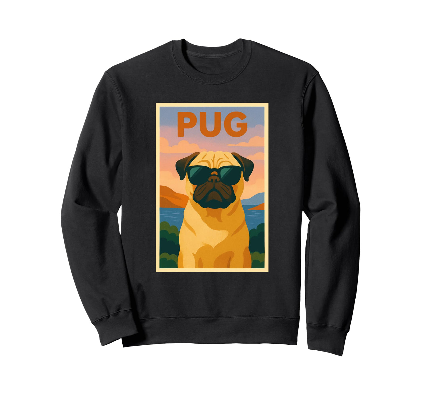 Pug Art Minimalist Pop Art Pug Sweatshirt - Unique Graphic Men Women - T-Shirt, Sweatshirt, Hoodie