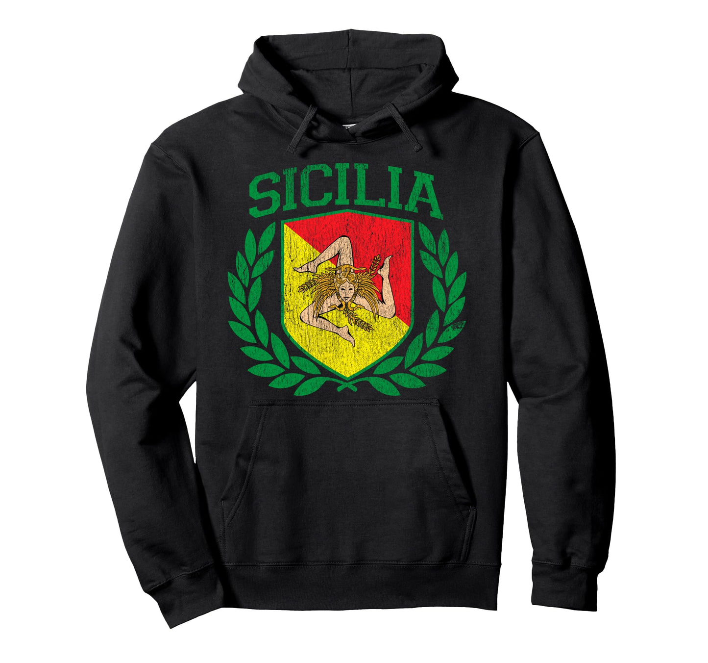 Sicily Sicilia Flag And Shield Hoodie - Streetwear Style for Adults - T-Shirt, Sweatshirt, Hoodie