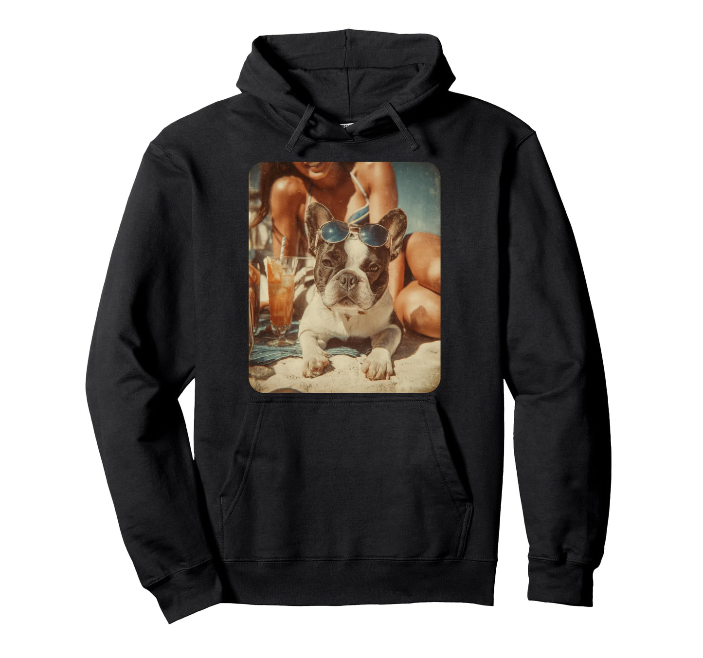 French Bulldog Hawaiian Funny Dog Hoodie - Casual Everyday Wear Men Women - T-Shirt, Sweatshirt, Hoodie
