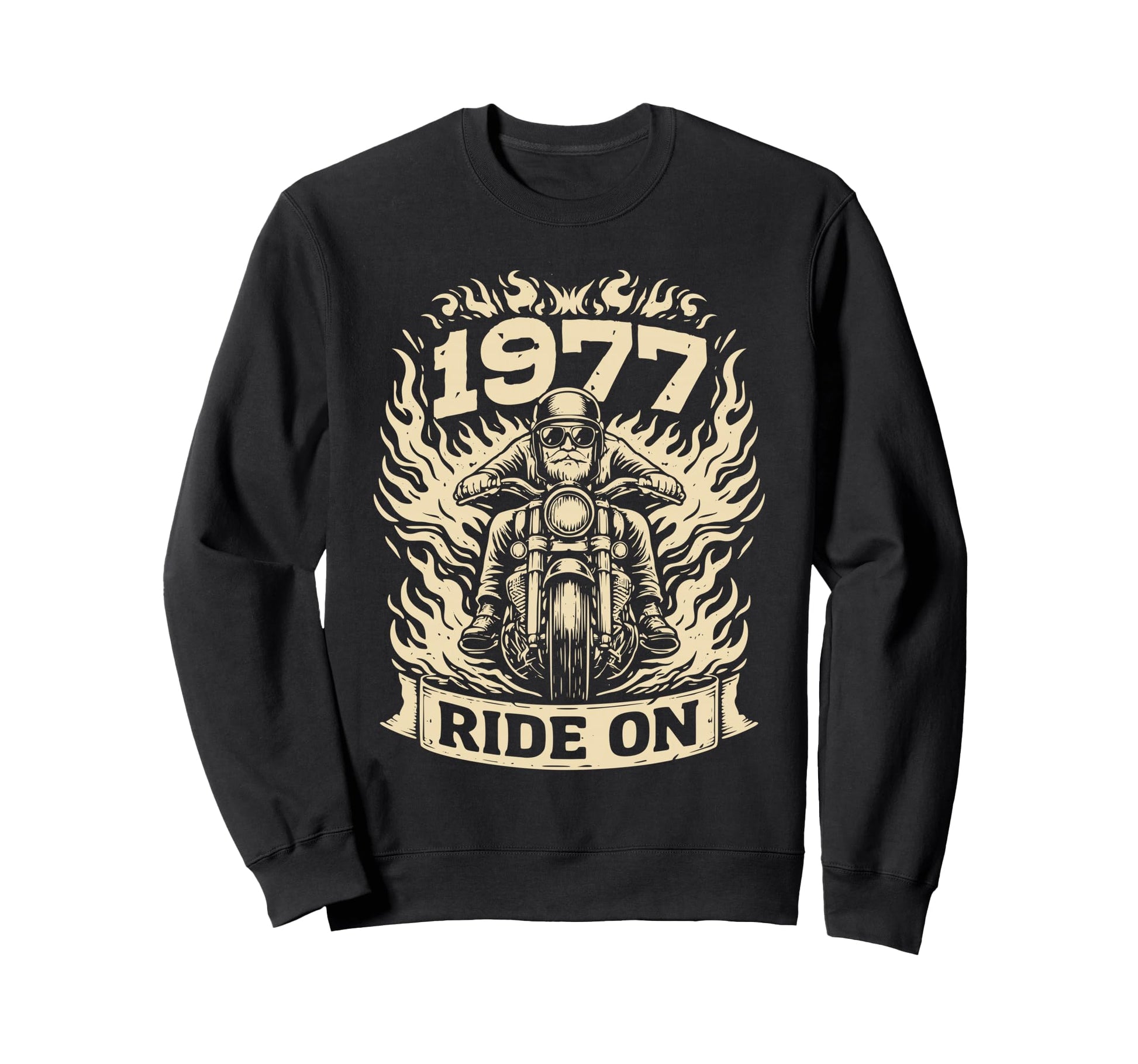 Biker 1977 Ride Birthday Motorcycle Sweatshirt - Graphic Print Men Women - T-Shirt, Sweatshirt, Hoodie