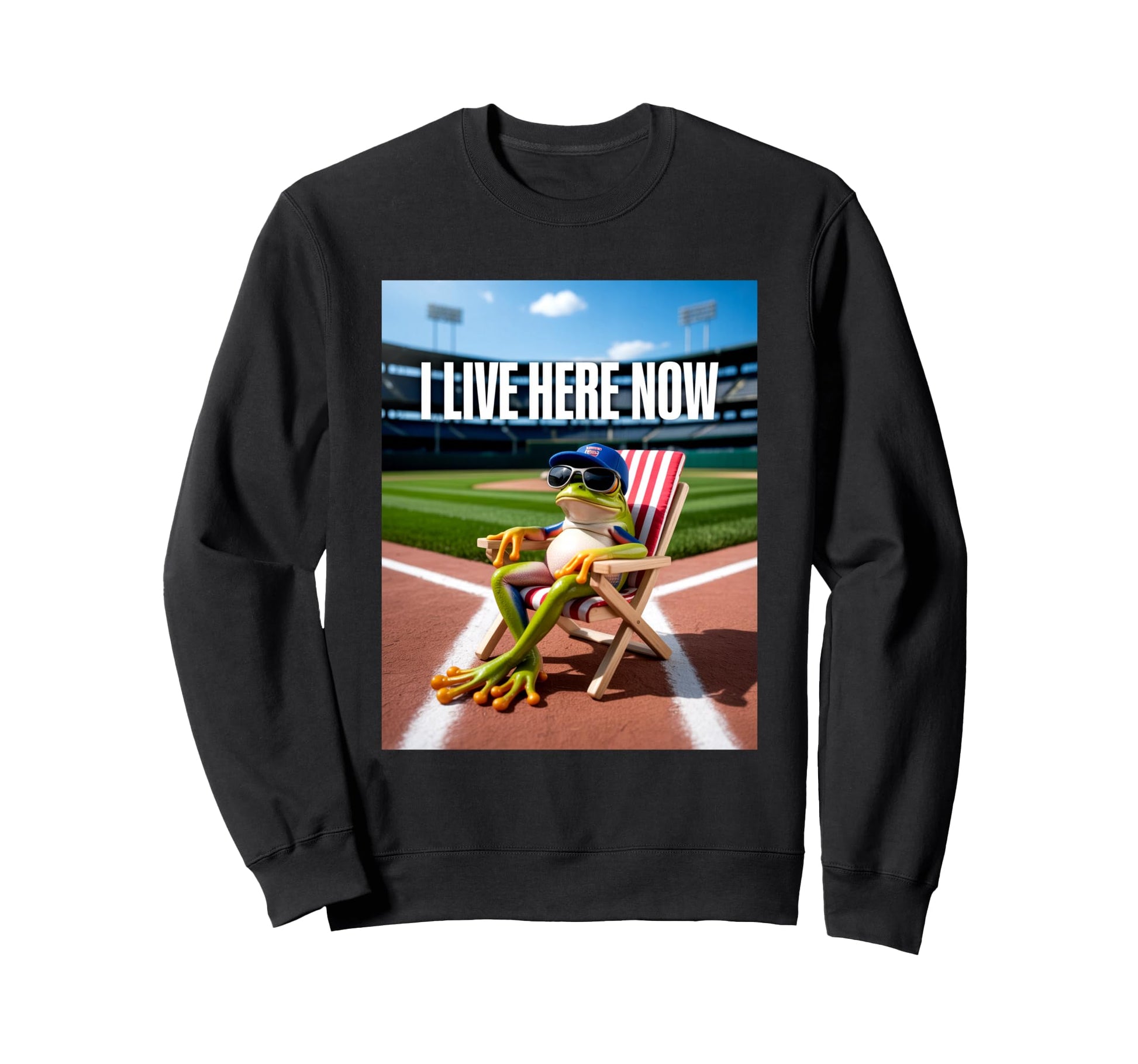 Frog Baseball Mom Dad I Live Here Now Sweatshirt - Graphic Print Men Women - T-Shirt, Sweatshirt, Hoodie