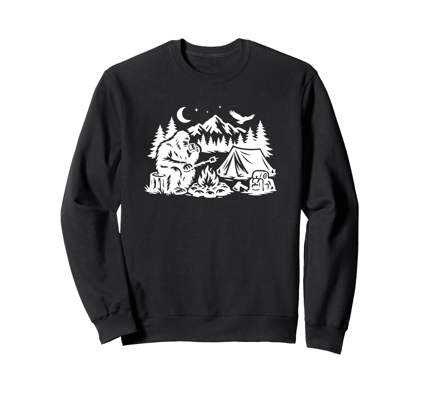 Camping Bigfoot Funny Camper Sweatshirt - Custom Art Print for Adults - T-Shirt, Sweatshirt, Hoodie