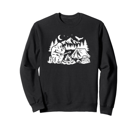 Camping Bigfoot Funny Camper Sweatshirt - Custom Art Print for Adults - T-Shirt, Sweatshirt, Hoodie
