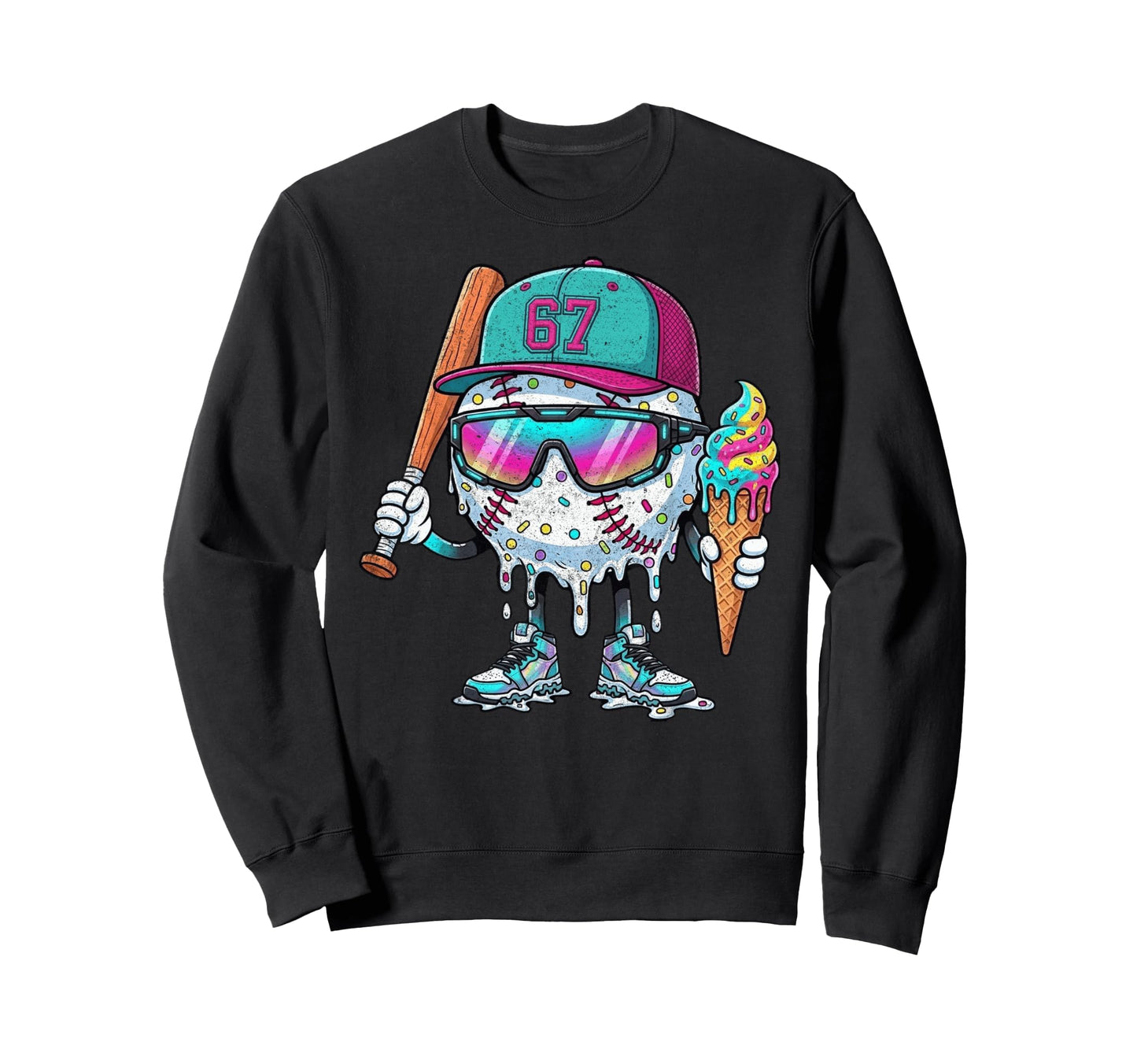 Baseball Drip Ice Cream 67 Gifts T-Shirt - Streetwear Style for Adults - T-Shirt, Sweatshirt, Hoodie