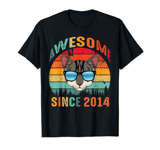 Awesome Since 2014 11Th Birthday 11 T-Shirt - Trendy Graphic for Adults - T-Shirt, Sweatshirt, Hoodie