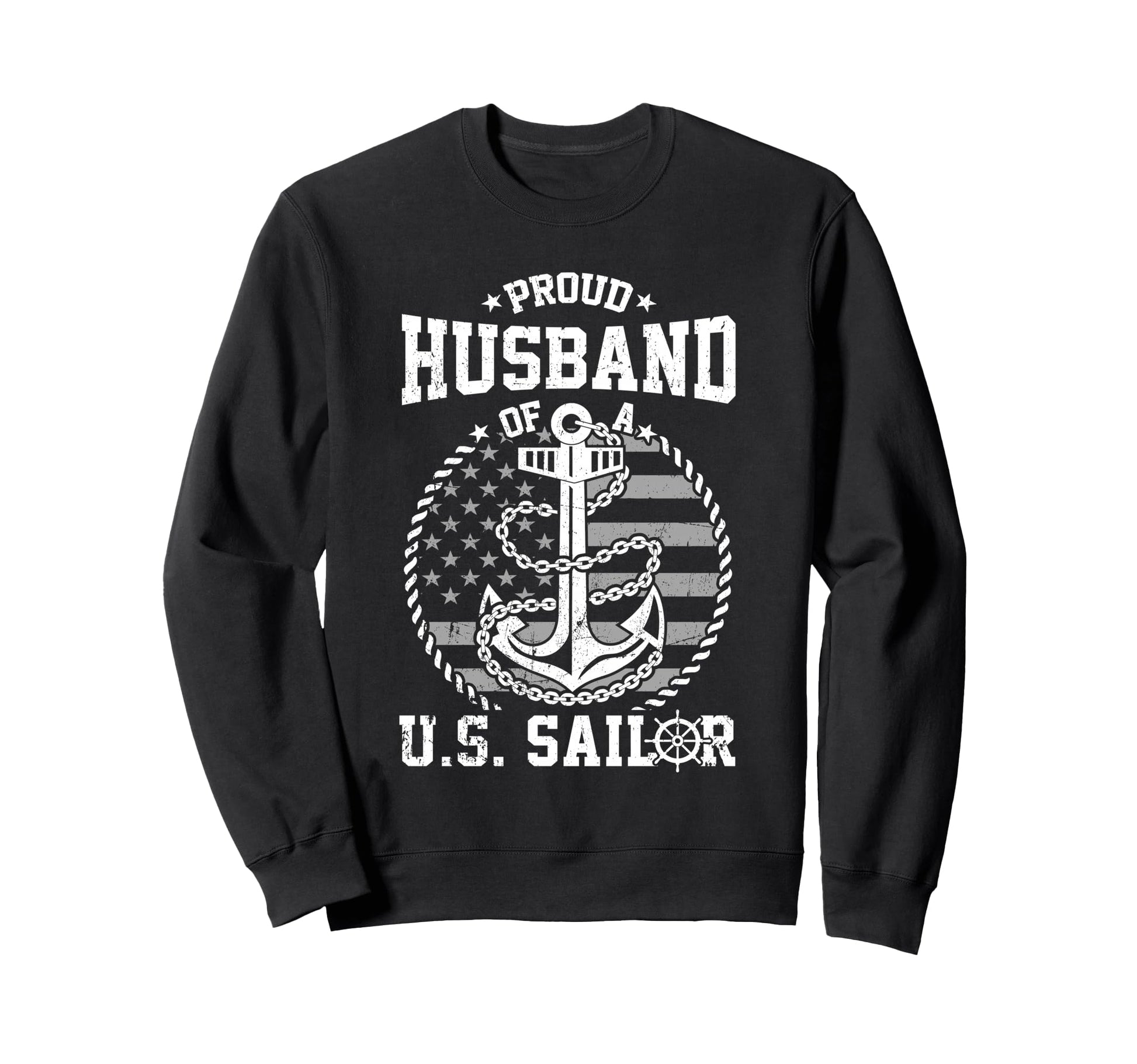 Proud Husband Us Sailor Anchor Flag Sweatshirt - Custom Art Print Unisex - T-Shirt, Sweatshirt, Hoodie