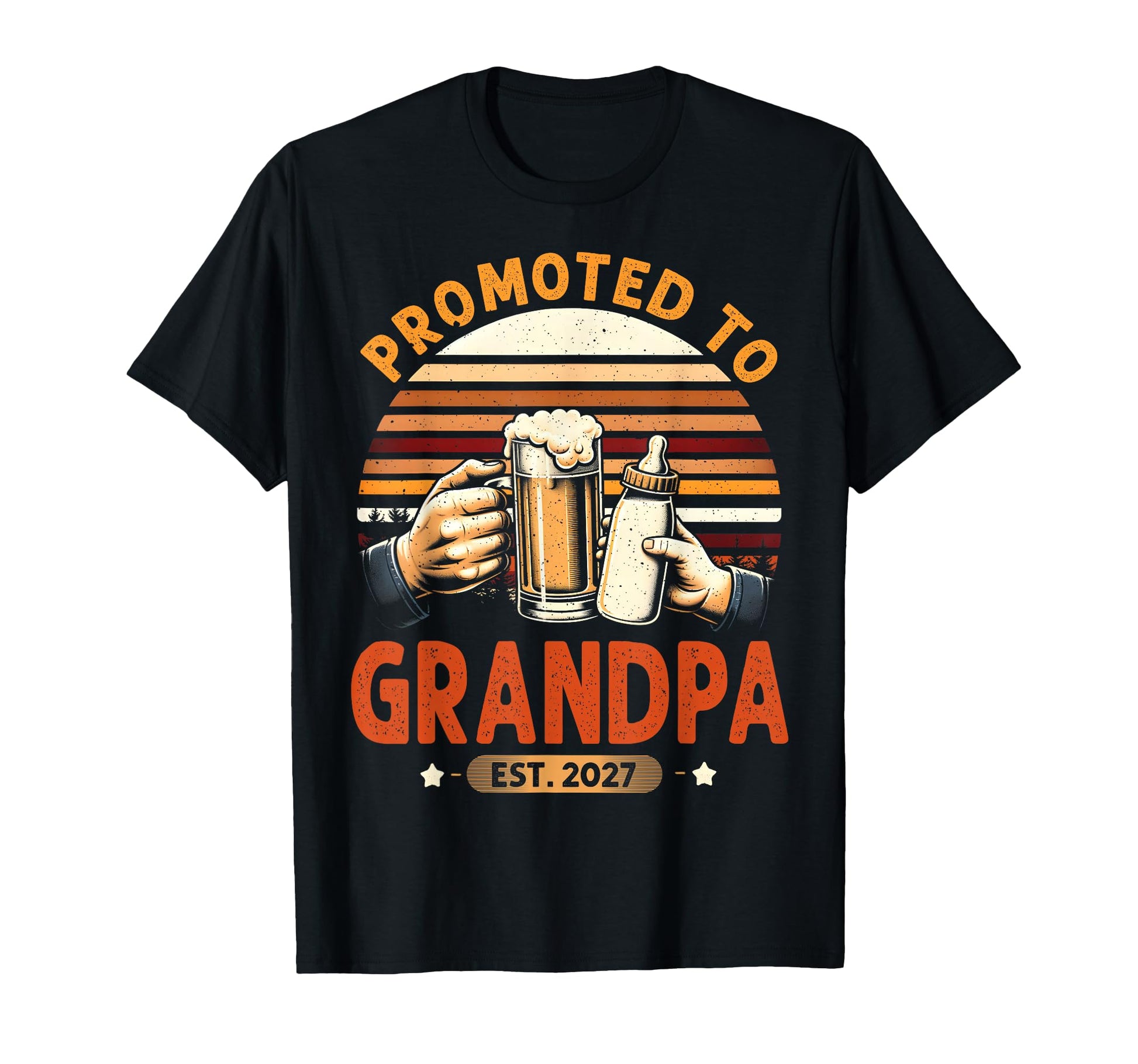 Promoted To Grandpa Est 2027 New Dad T-Shirt - Custom Art Print Men Women - T-Shirt, Sweatshirt, Hoodie