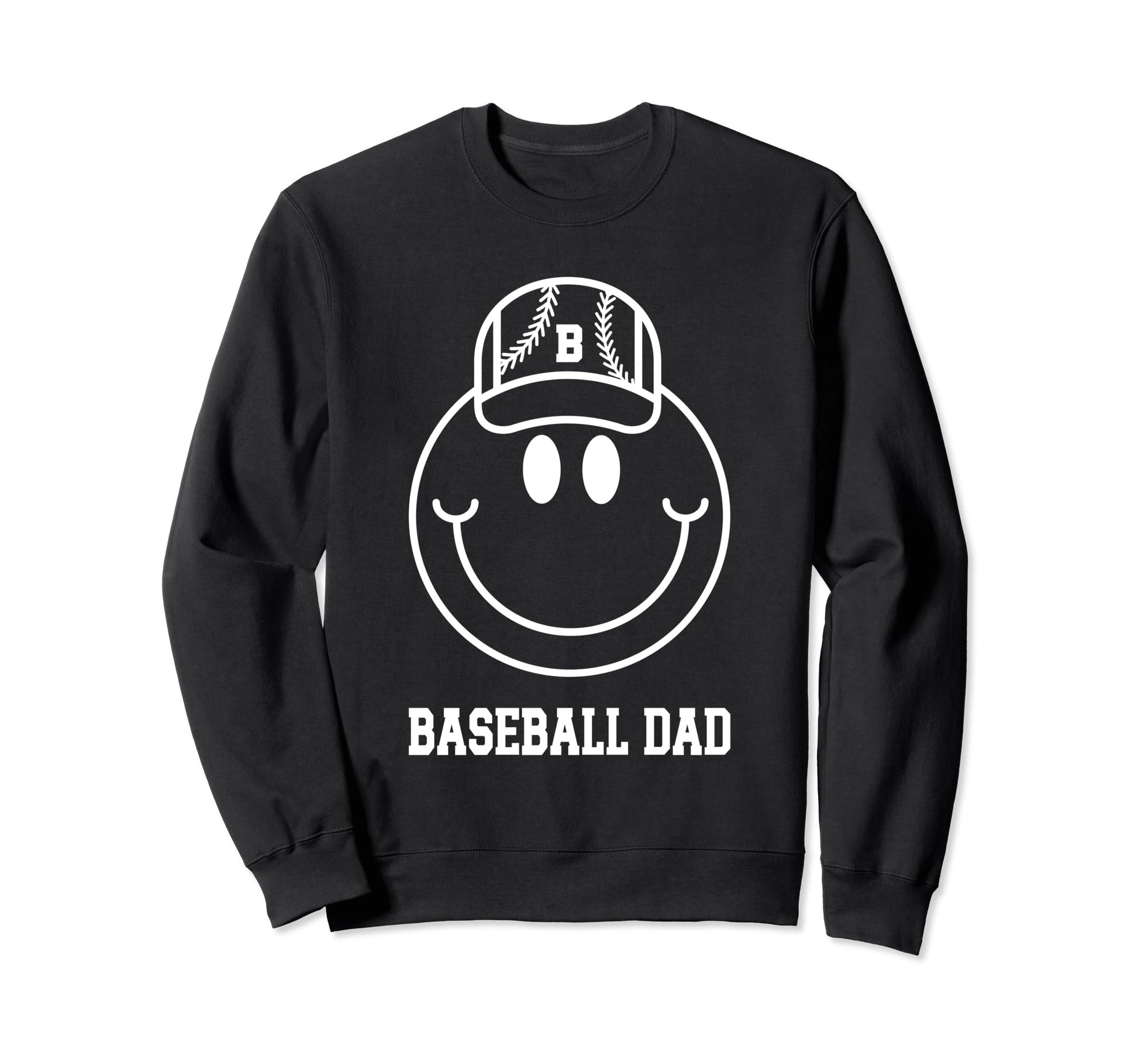 Baseball Dad Smile Face Varsity Sweatshirt - Trendy Graphic Men Women - T-Shirt, Sweatshirt, Hoodie