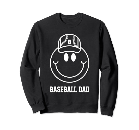 Baseball Dad Smile Face Varsity Sweatshirt - Trendy Graphic Men Women - T-Shirt, Sweatshirt, Hoodie