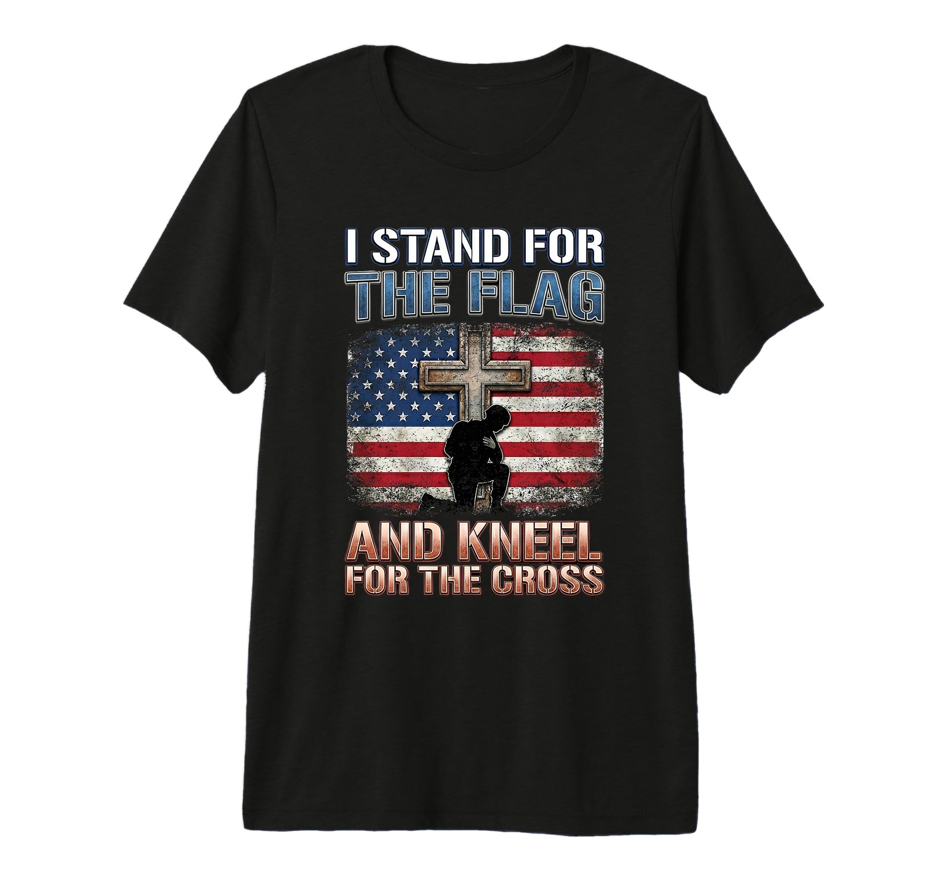 I Stand Flag And Kneel Cross Us Flag T-Shirt - Custom Art Print for Adults - T-Shirt, Sweatshirt, Hoodie