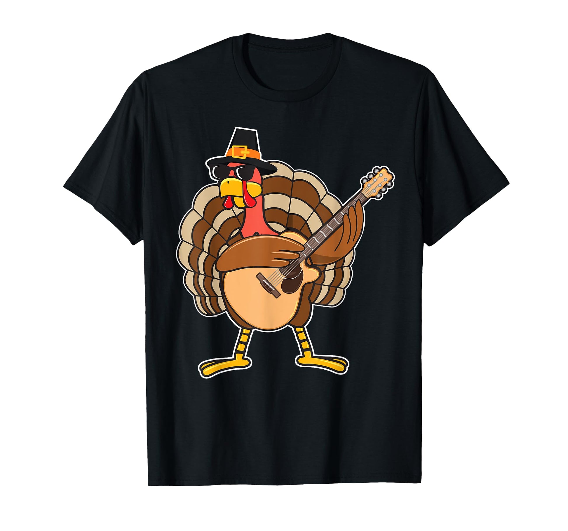 Turkey Playing Guitar Thanksgiving T-Shirt - Fun Novelty Design for Adults - T-Shirt, Sweatshirt, Hoodie