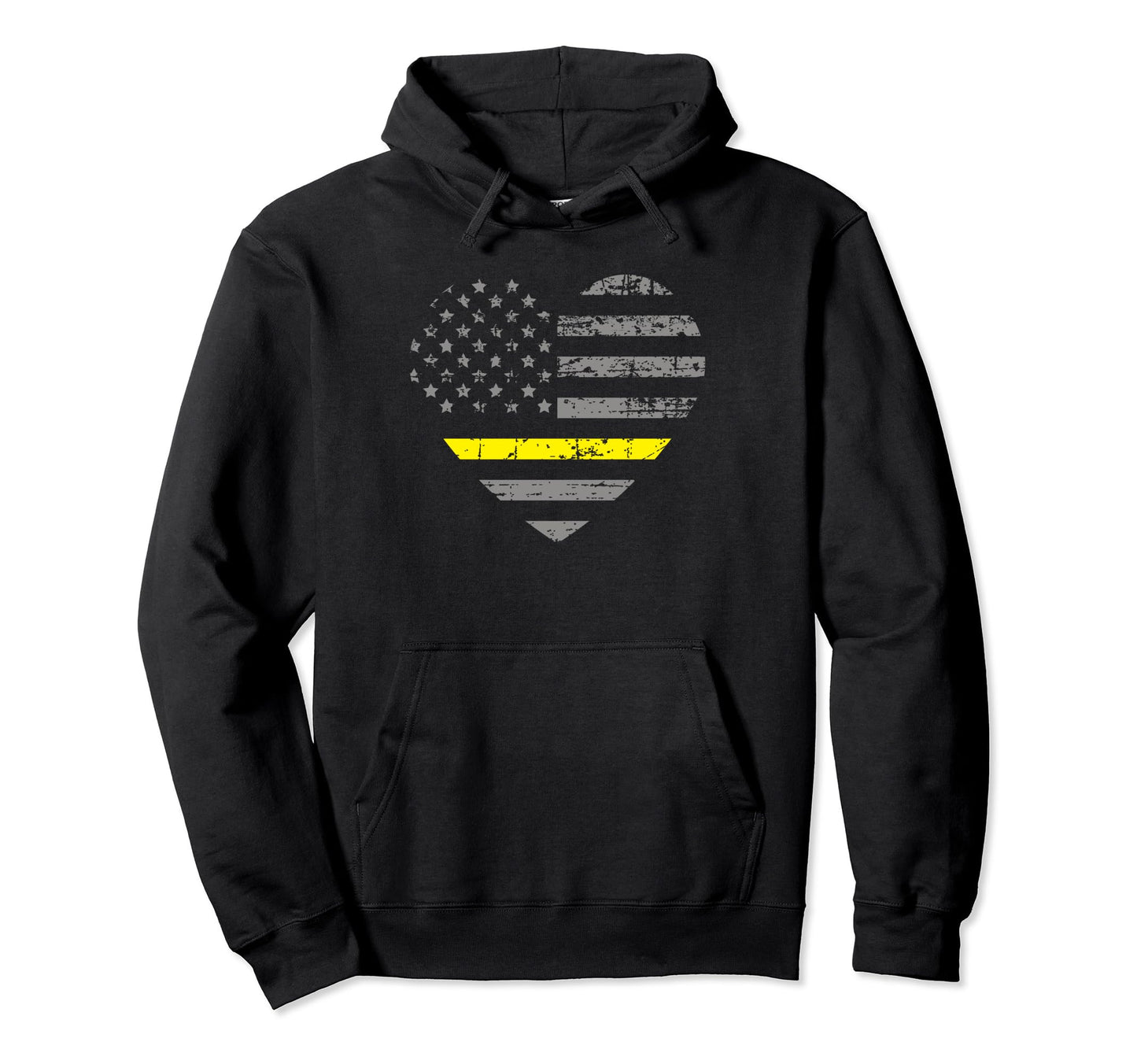 Thin Yellow Line Flag Heart Tow Truck Hoodie - Novelty Apparel for Adults - T-Shirt, Sweatshirt, Hoodie