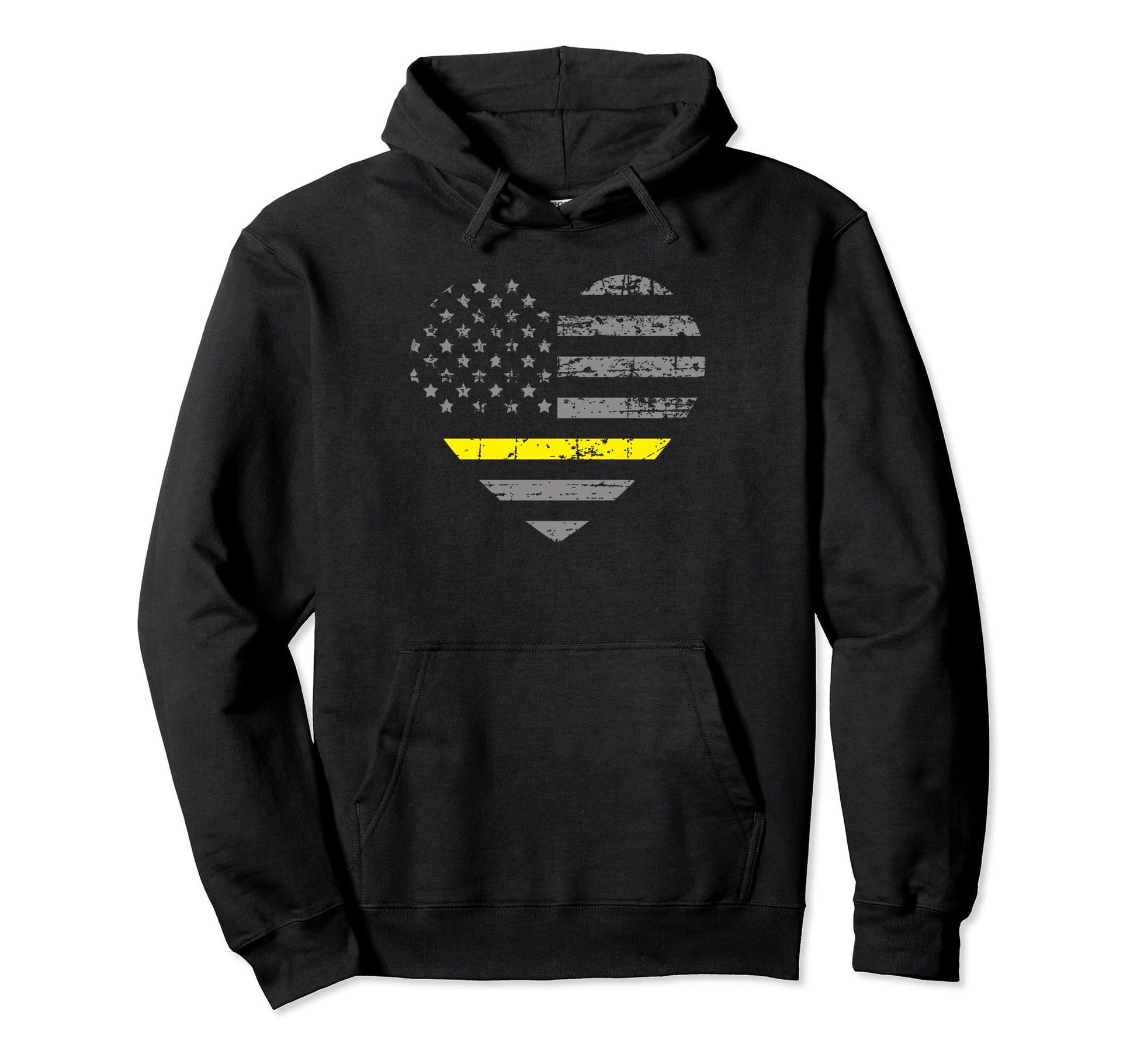 Thin Yellow Line Flag Heart Tow Truck Hoodie - Novelty Apparel for Adults - T-Shirt, Sweatshirt, Hoodie