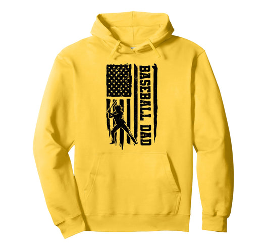Baseball Dad American Usa Flag Baseball Hoodie - Trendy Graphic Men Women - T-Shirt, Sweatshirt, Hoodie