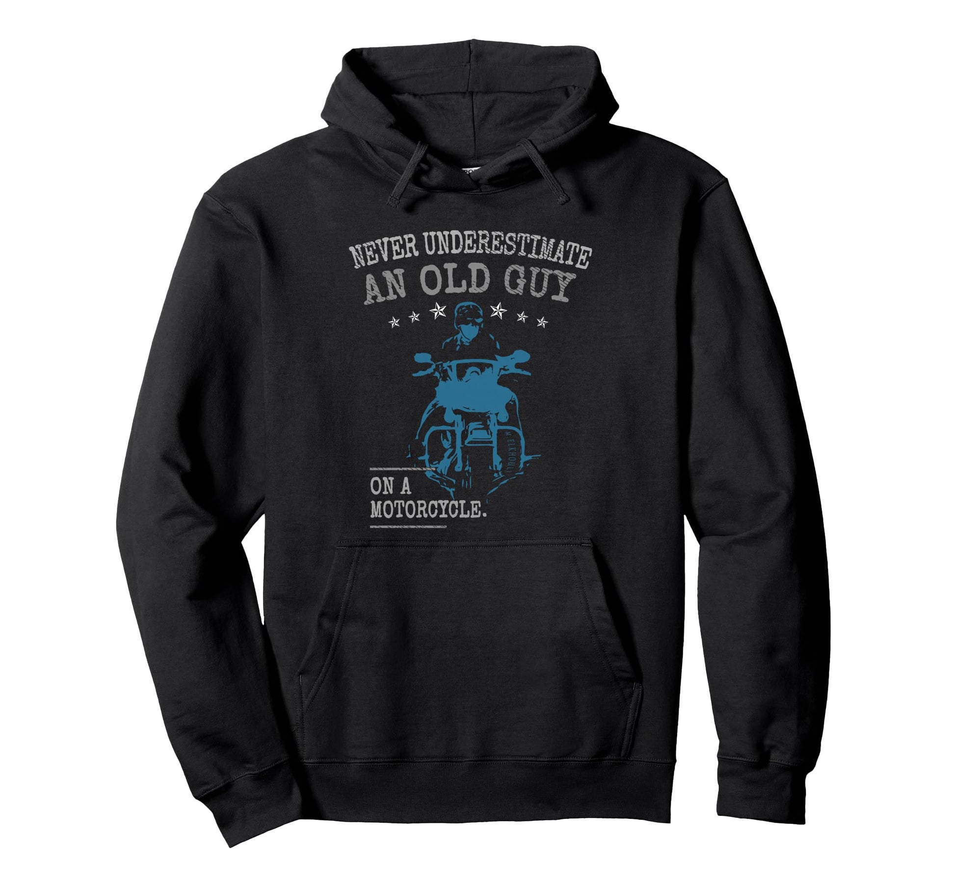Biker Dad Never Underestimate Old Guy Hoodie - Novelty Apparel for Adults - T-Shirt, Sweatshirt, Hoodie