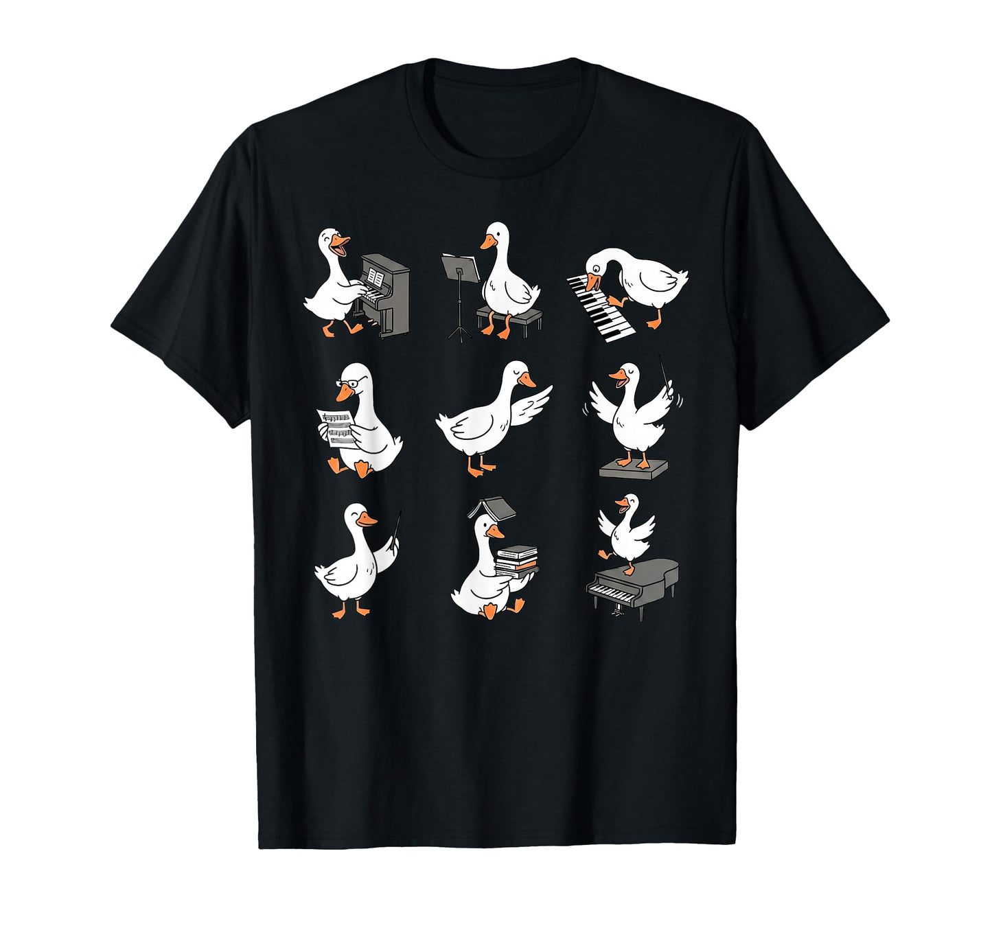 Silly Goose Playing Piano Piano Teacher T-Shirt - Custom Art Print Unisex - T-Shirt, Sweatshirt, Hoodie