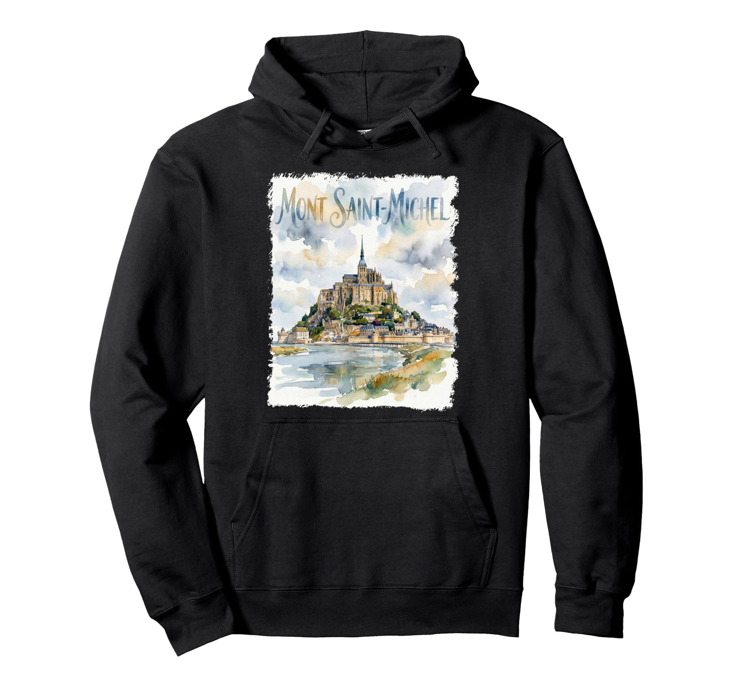 Mont Saint Michel France Watercolor Hoodie - Novelty Apparel for Adults - T-Shirt, Sweatshirt, Hoodie