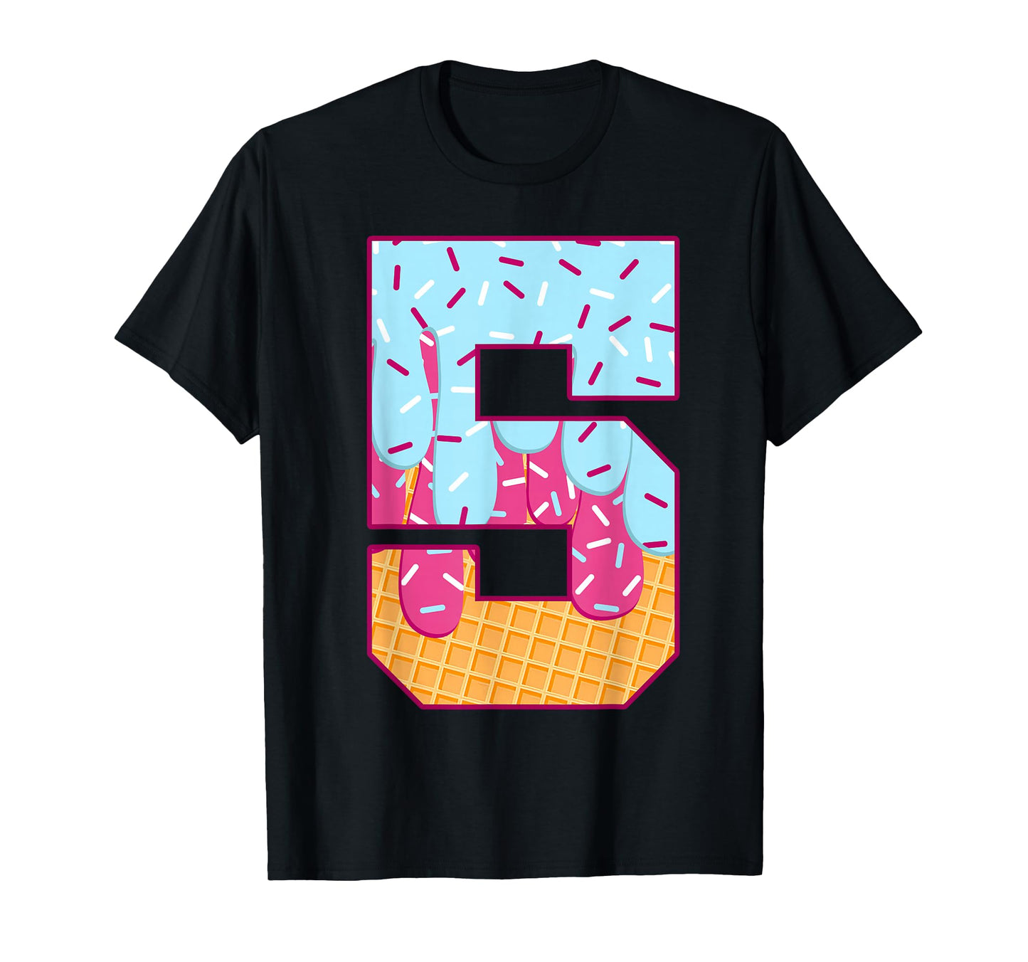 Number 5 Ice Cream Drip Matching T-Shirt - Minimalist Print for Adults - T-Shirt, Sweatshirt, Hoodie