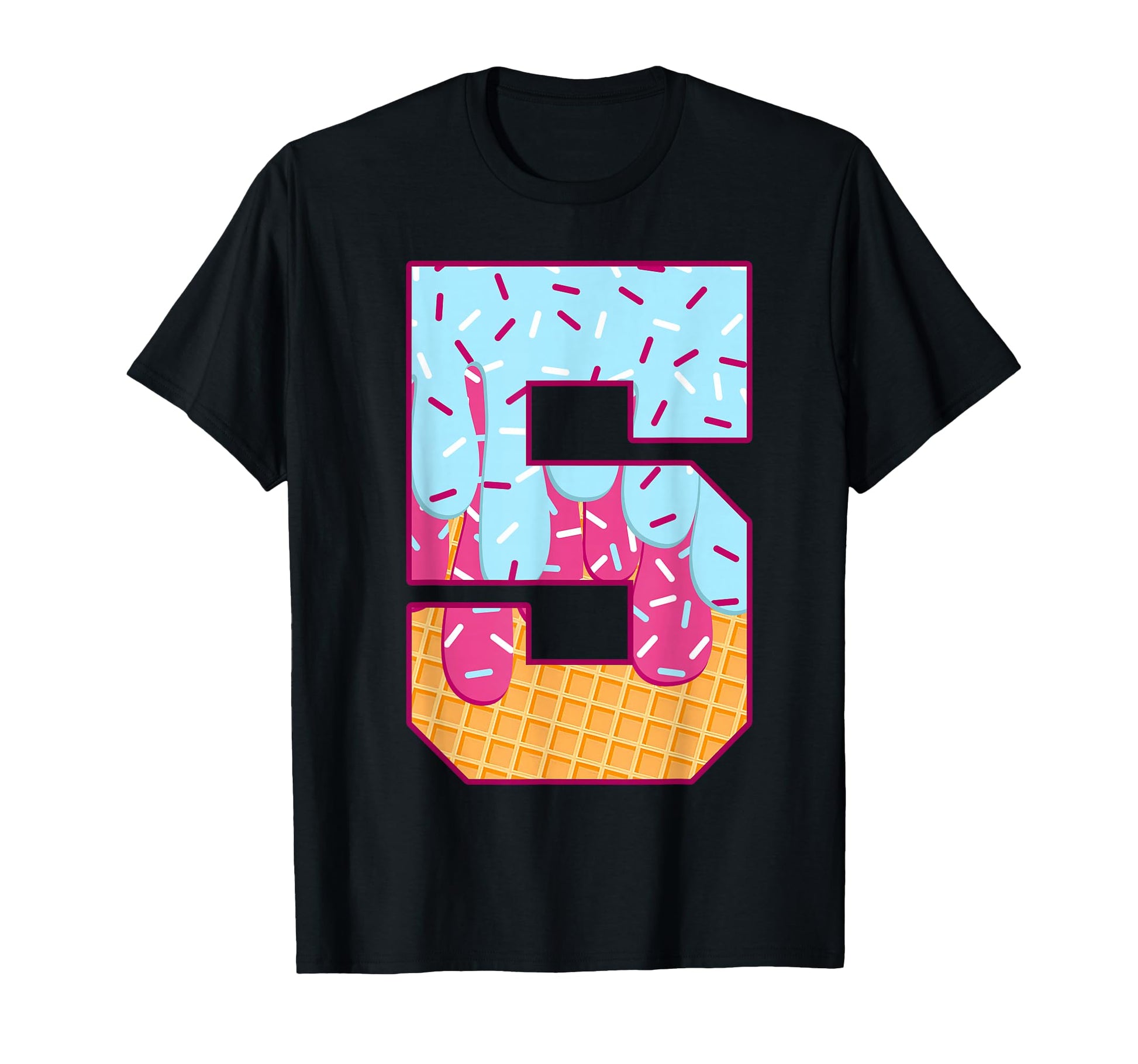 Number 5 Ice Cream Drip Matching T-Shirt - Minimalist Print for Adults - T-Shirt, Sweatshirt, Hoodie