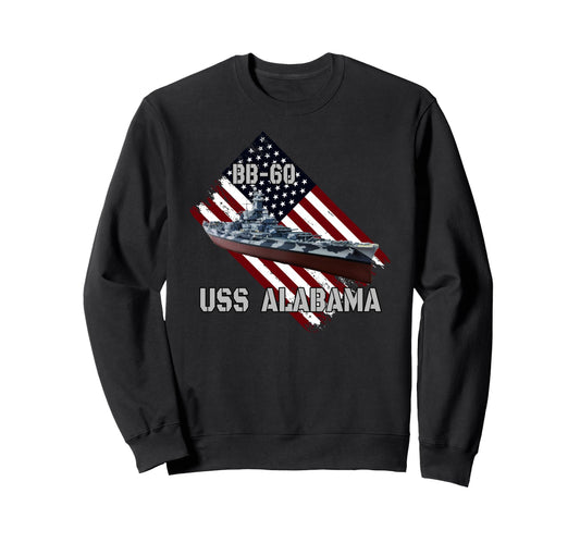 Battleship Uss Alabama Bb 60 Sweatshirt - Aesthetic Graphic for Adults - T-Shirt, Sweatshirt, Hoodie