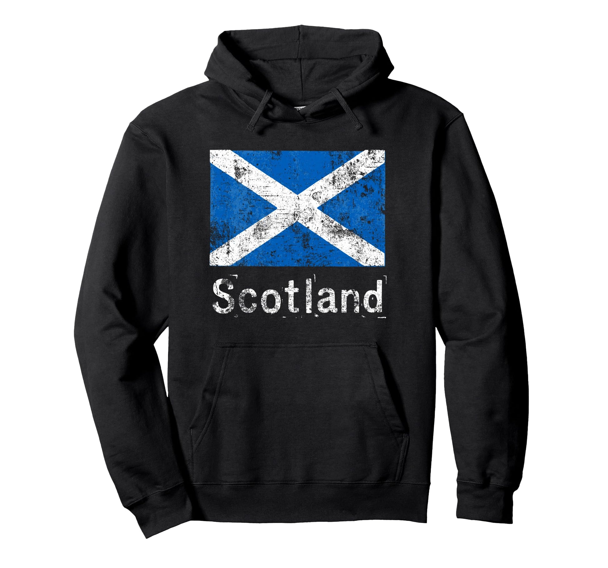 Scotland Flag White Lettering Hoodie - Streetwear Style Unisex - T-Shirt, Sweatshirt, Hoodie