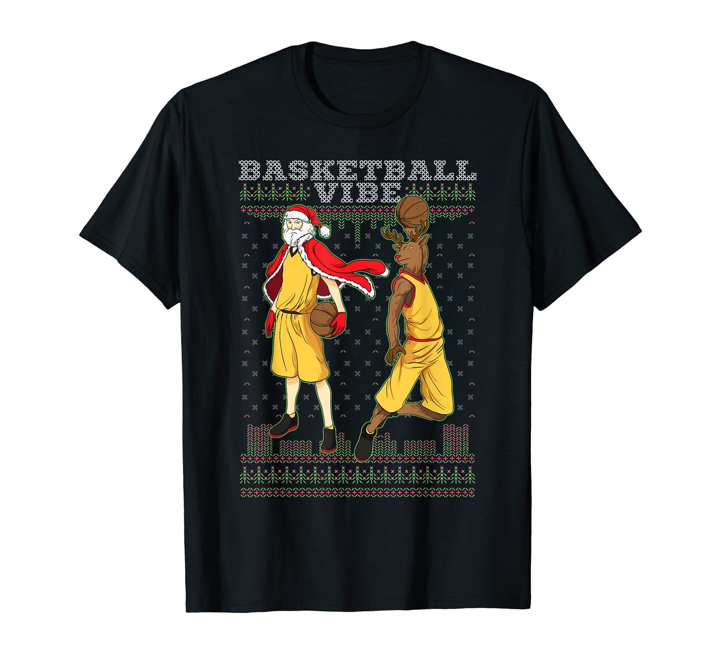 Basketball Santa Claus Reindeer Team T-Shirt - Aesthetic Graphic Men Women - T-Shirt, Sweatshirt, Hoodie