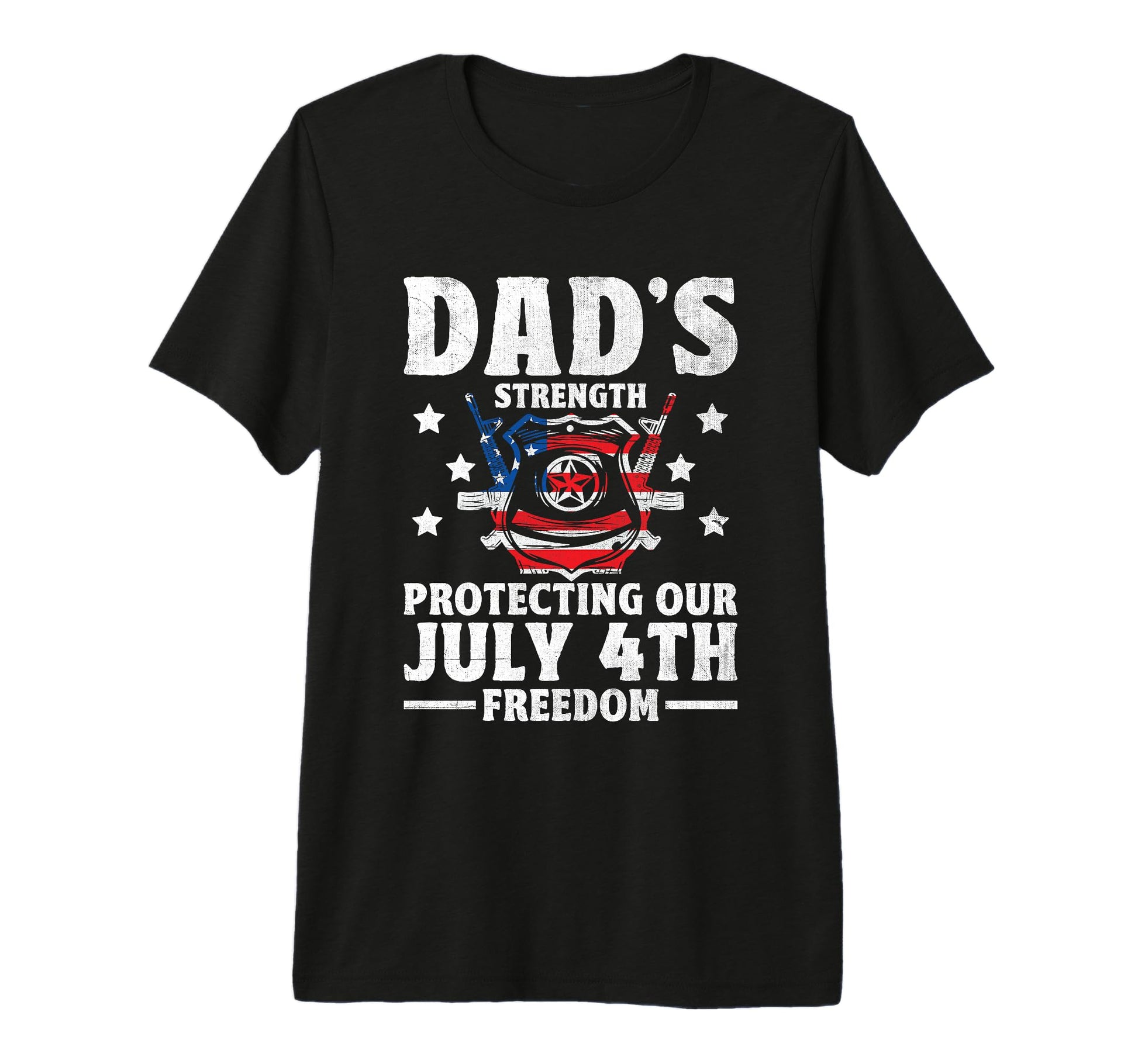 Funny Police Dad 4Th July American Flag T-Shirt - Unique Graphic Unisex - T-Shirt, Sweatshirt, Hoodie