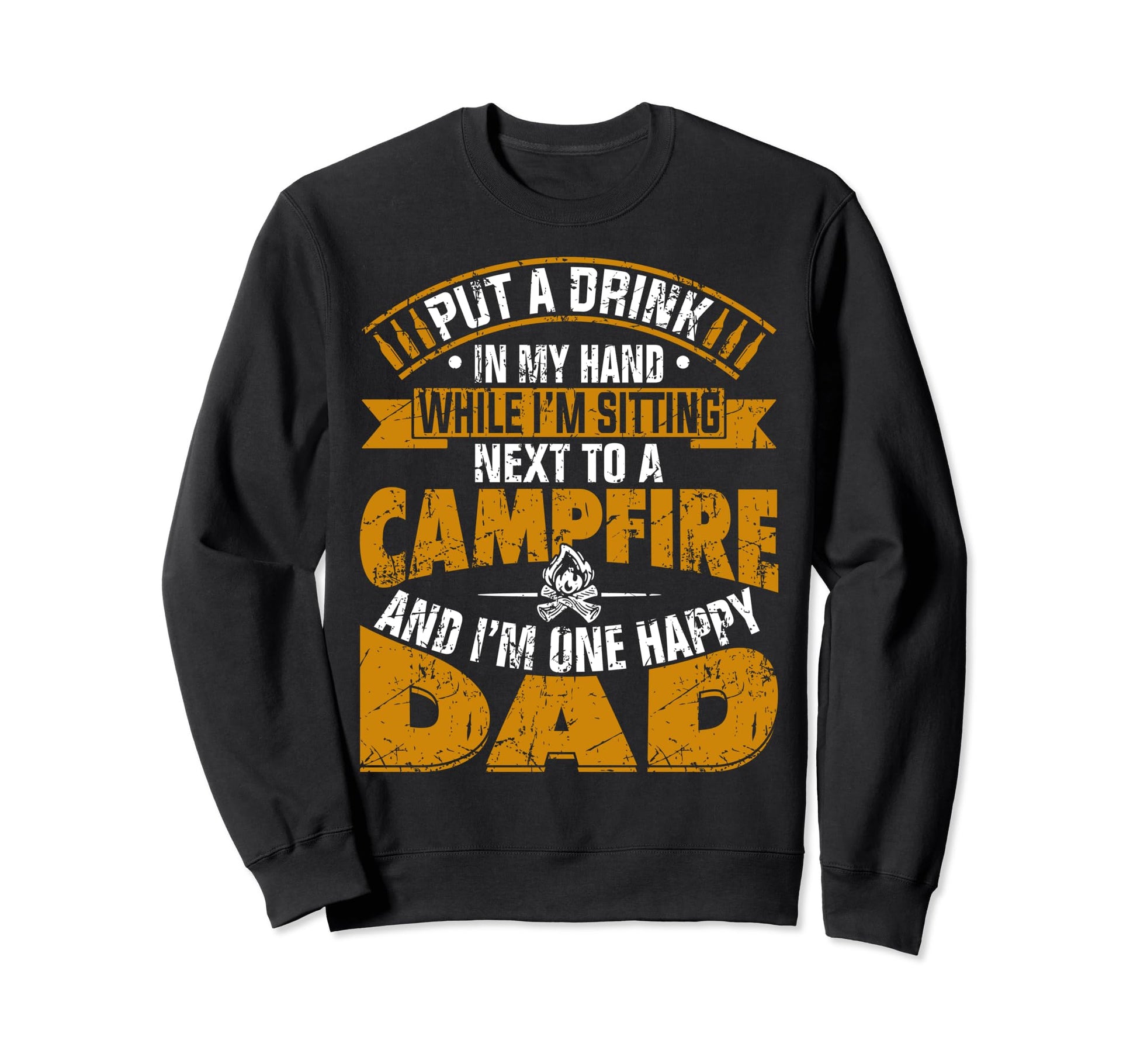 Campfire And Drink Hand Happy Camping Sweatshirt - Streetwear Style Unisex - T-Shirt, Sweatshirt, Hoodie