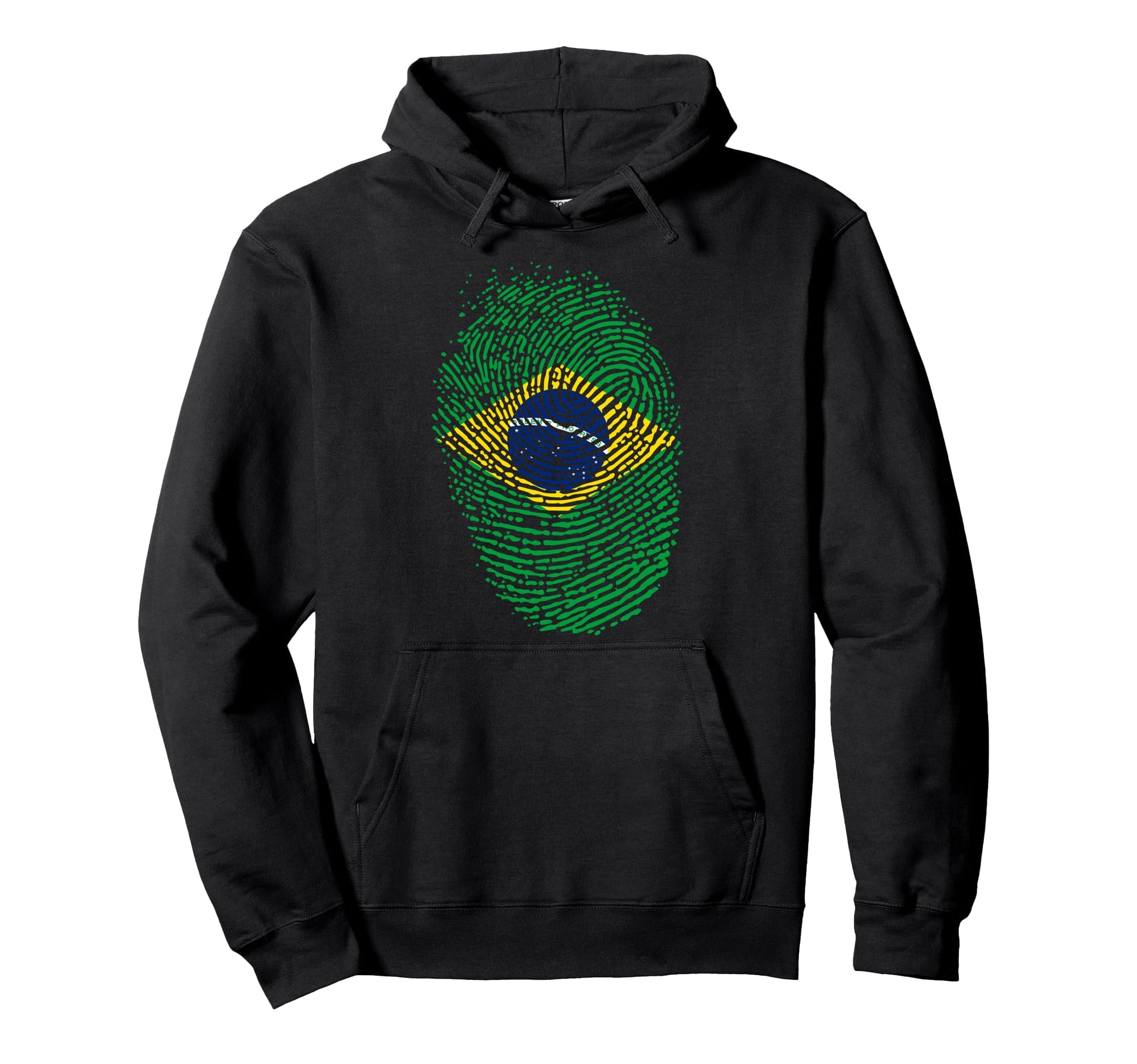 Patriotic Fingerprint Brazil Brazilian Flag Hoodie - Novelty Apparel Unisex - T-Shirt, Sweatshirt, Hoodie