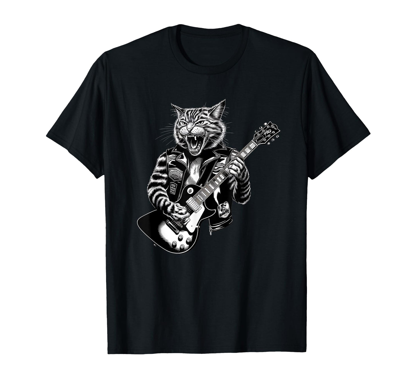 Rock Cat Playing Guitar Cat T-Shirt - Aesthetic Graphic for Adults - T-Shirt, Sweatshirt, Hoodie