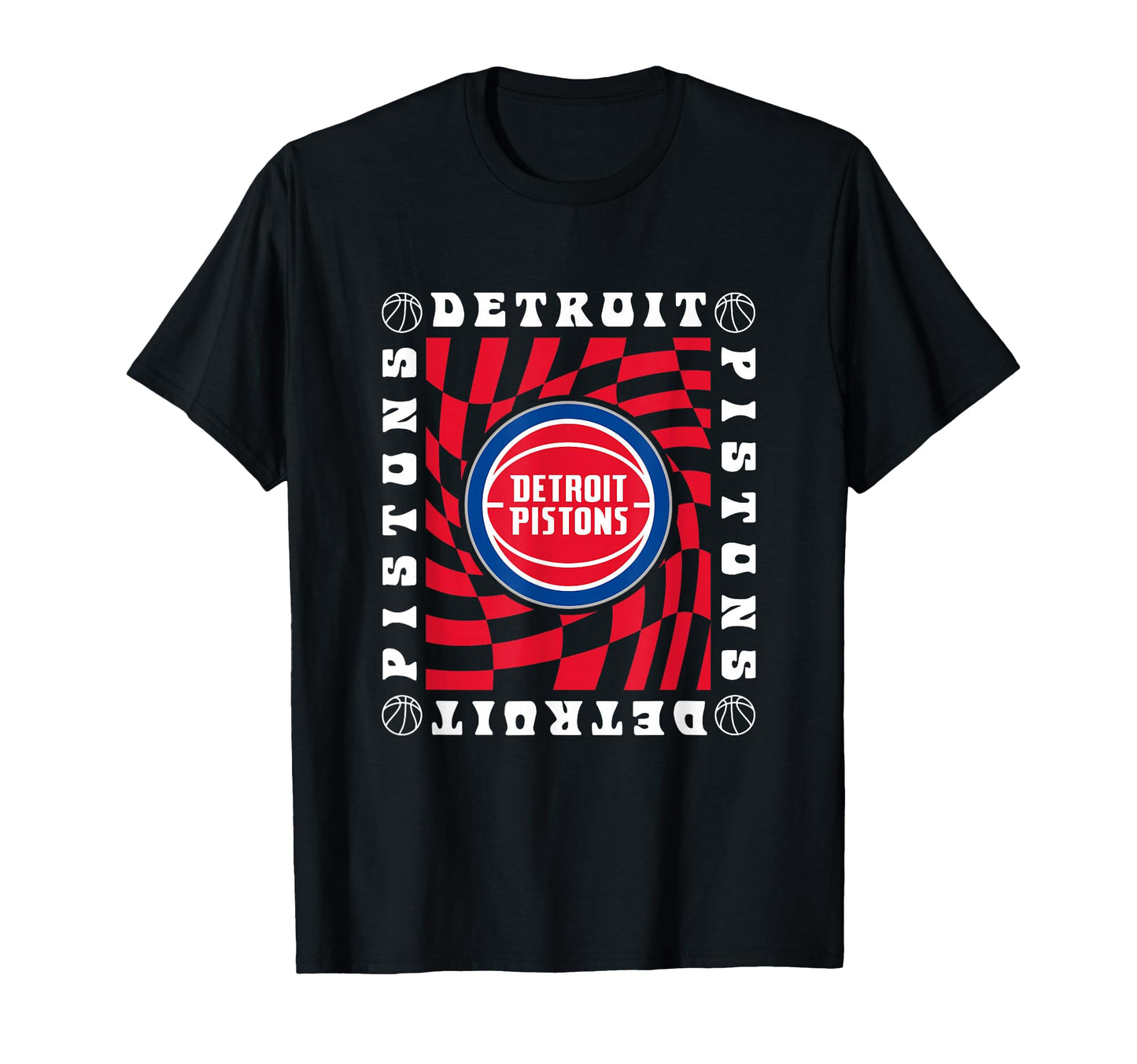 Nba Detroit Pistons Checkerboard Wave T-Shirt - Minimalist Print Men Women - T-Shirt, Sweatshirt, Hoodie