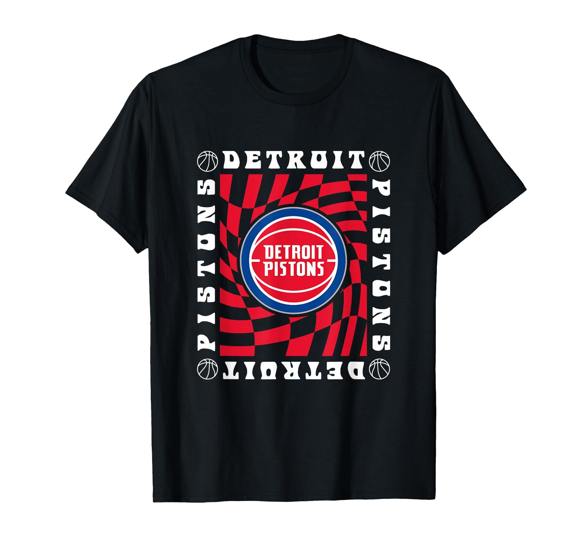 Nba Detroit Pistons Checkerboard Wave T-Shirt - Minimalist Print Men Women - T-Shirt, Sweatshirt, Hoodie