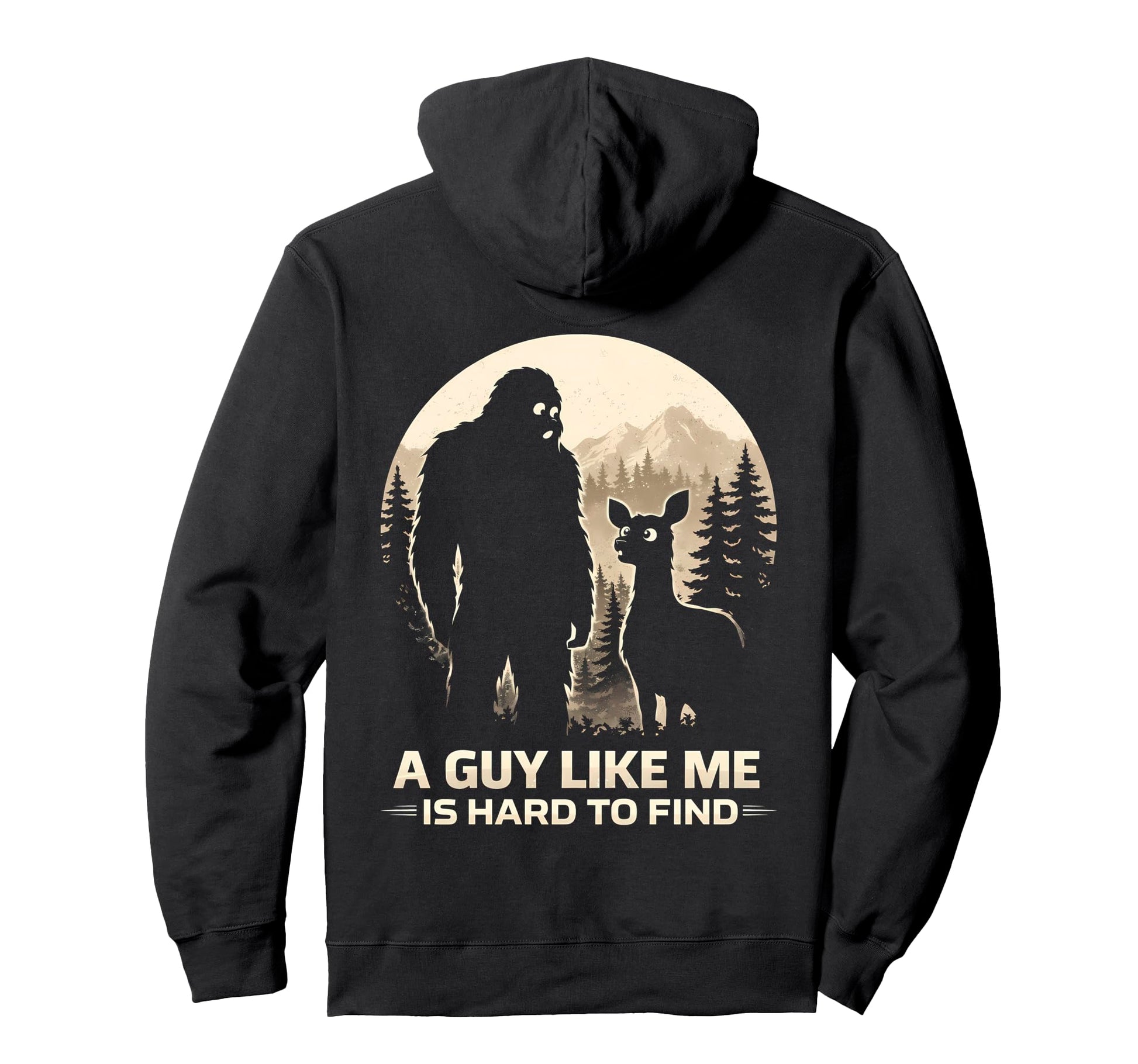 Funny Bigfoot Sunset Forest Sasquatch Hoodie - Minimalist Print Men Women - T-Shirt, Sweatshirt, Hoodie