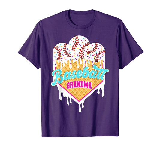 Baseball Grandma Ice Cream Drip Sweet T-Shirt - Streetwear Style Men Women - T-Shirt, Sweatshirt, Hoodie
