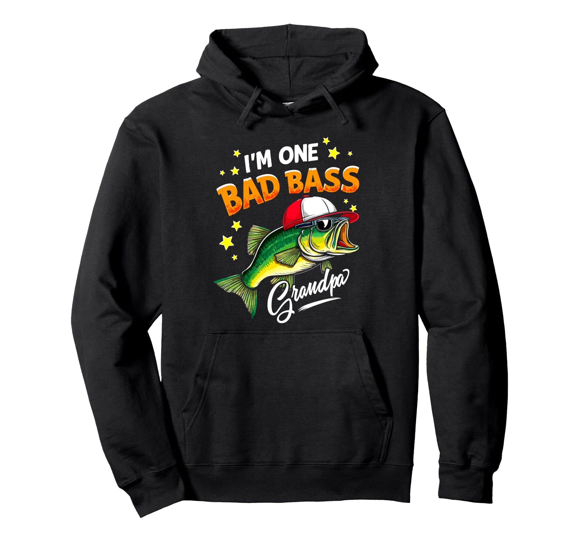 Im One Bad Bass Grandpa Fisherman Hoodie - Trendy Graphic Men Women - T-Shirt, Sweatshirt, Hoodie