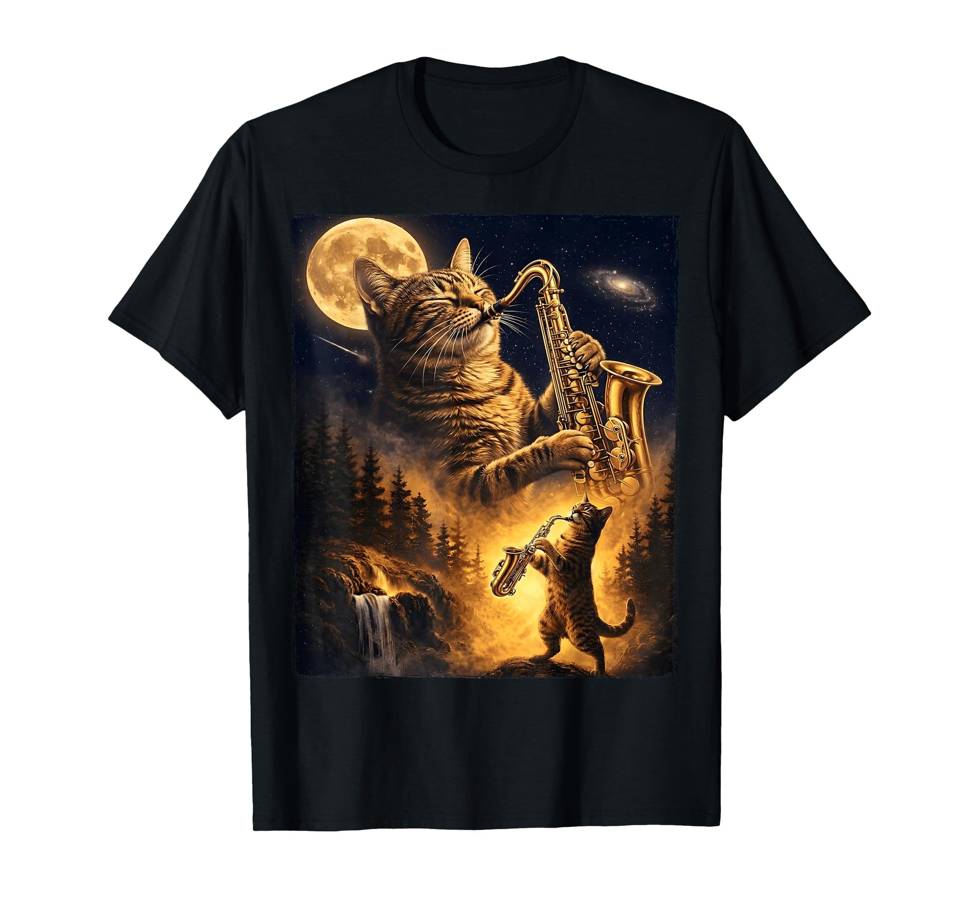 Cat Playing Saxophone Music T-Shirt - Fun Novelty Design Men Women - T-Shirt, Sweatshirt, Hoodie