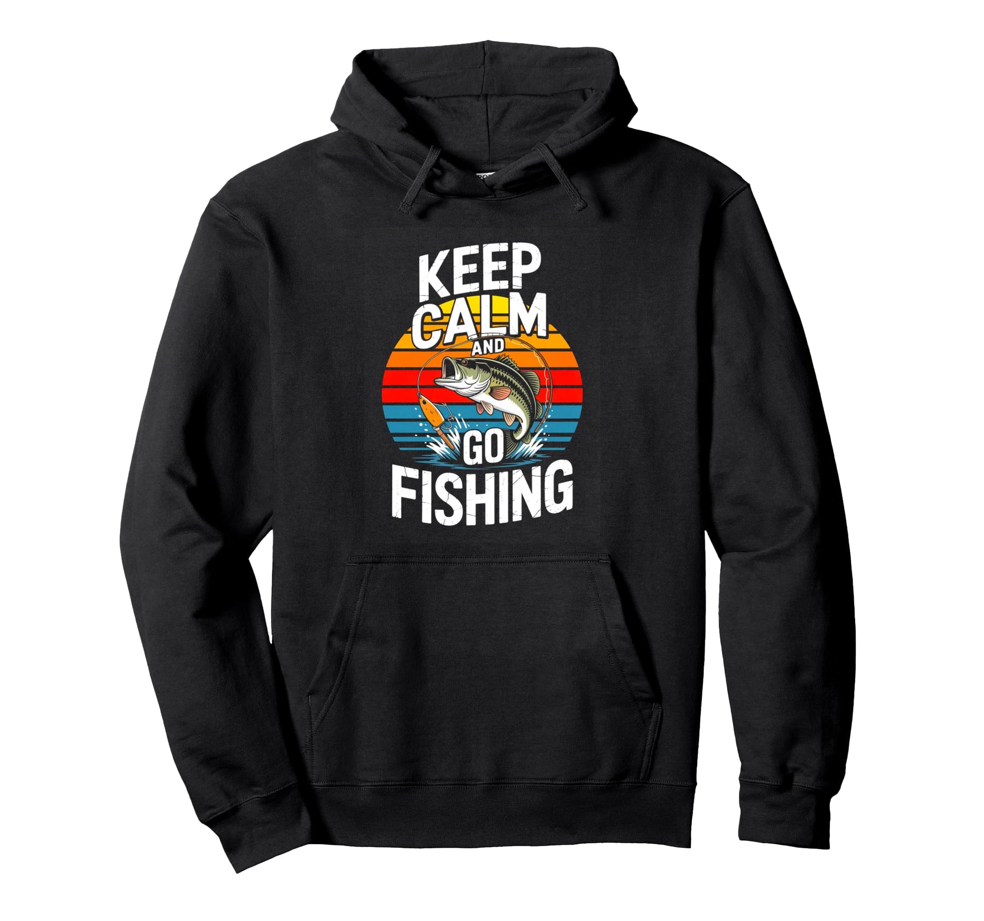 Keep Calm And Go Fishing Bass Fishing Hoodie - Casual Everyday Wear Unisex - T-Shirt, Sweatshirt, Hoodie