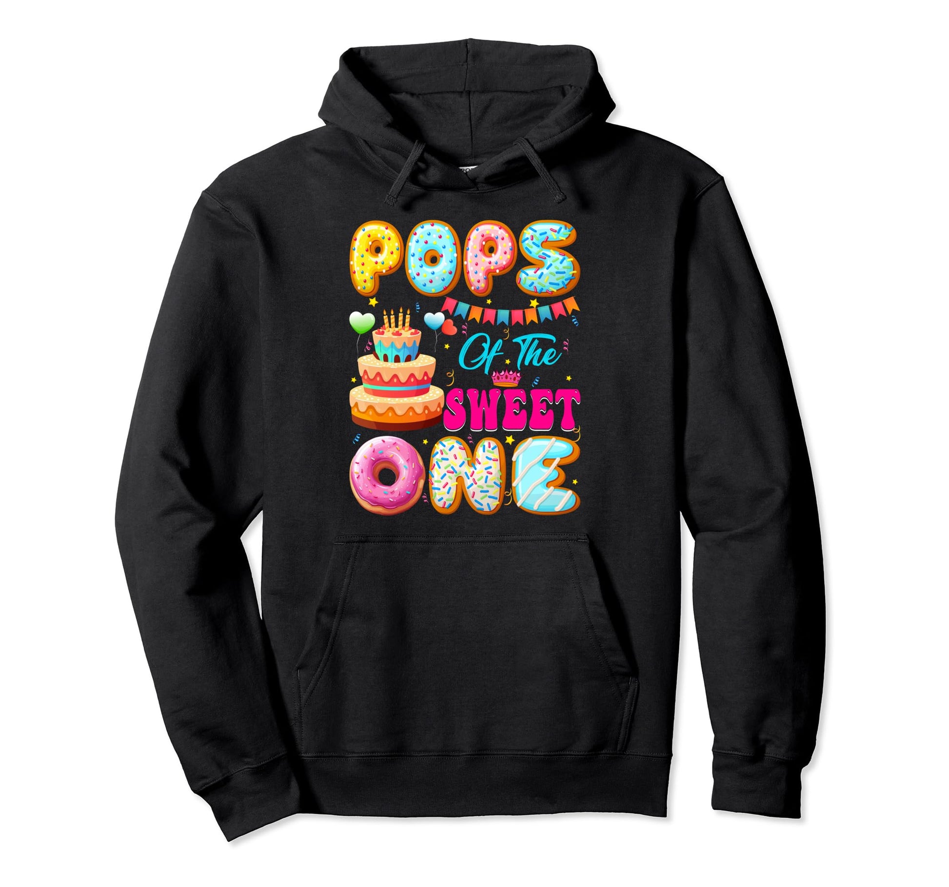 Pops Sweet One Donut Theme 1St Hoodie - Casual Everyday Wear for Adults - T-Shirt, Sweatshirt, Hoodie