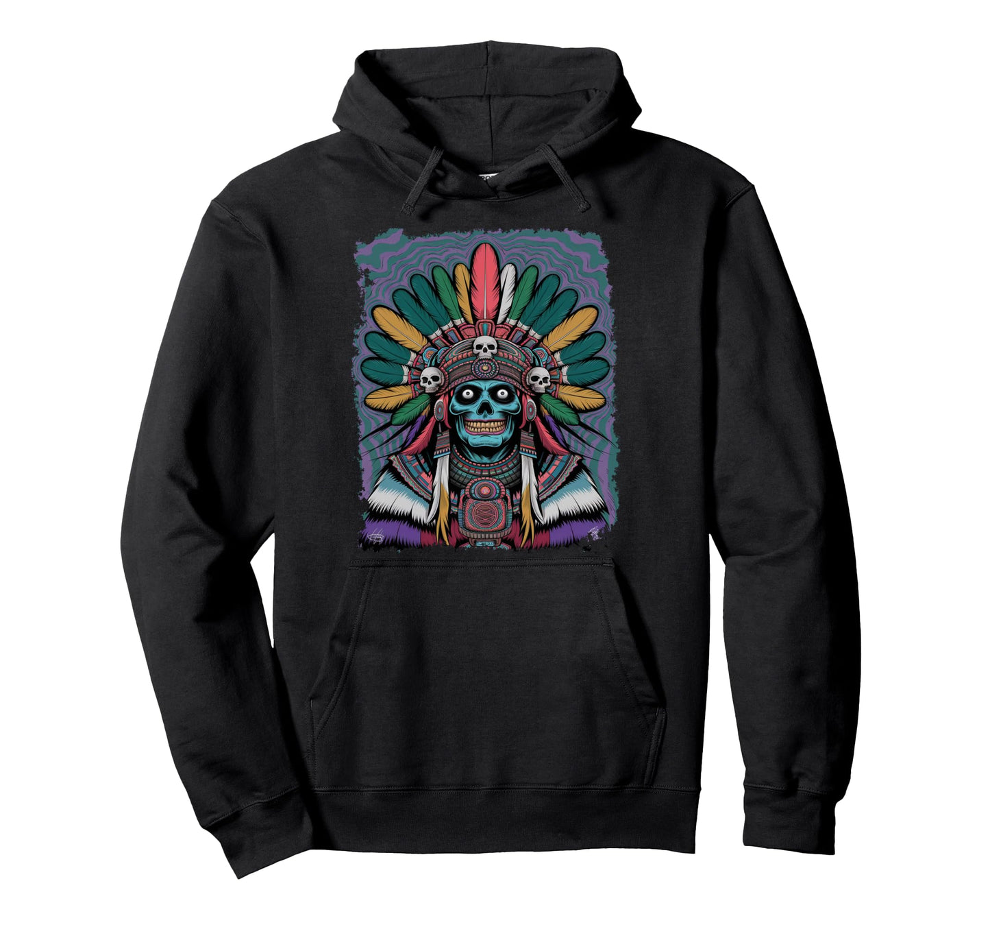 Pop Art Skeleton Zombie Native American Hoodie - Fun Novelty Design Unisex - T-Shirt, Sweatshirt, Hoodie