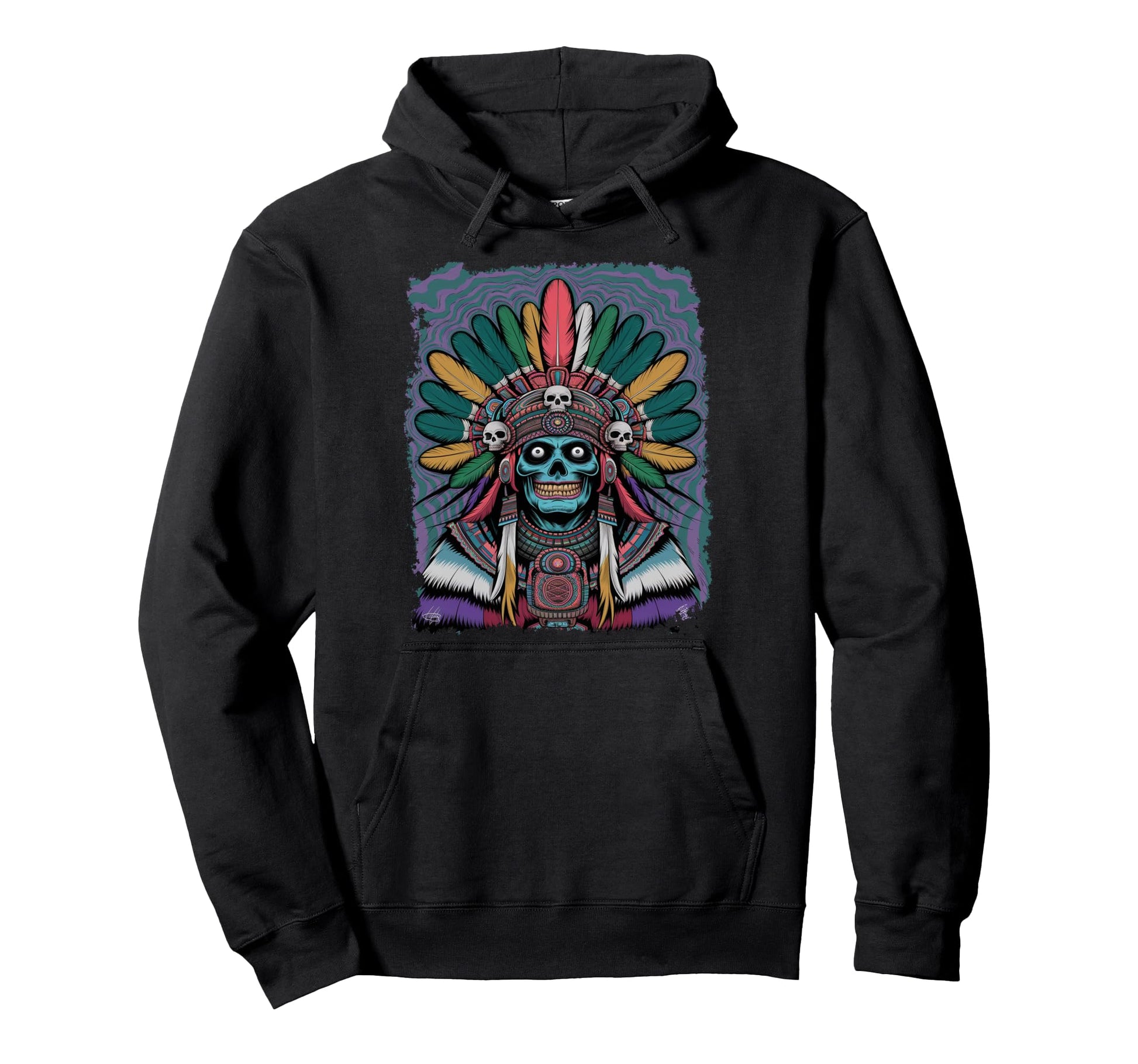 Pop Art Skeleton Zombie Native American Hoodie - Fun Novelty Design Unisex - T-Shirt, Sweatshirt, Hoodie