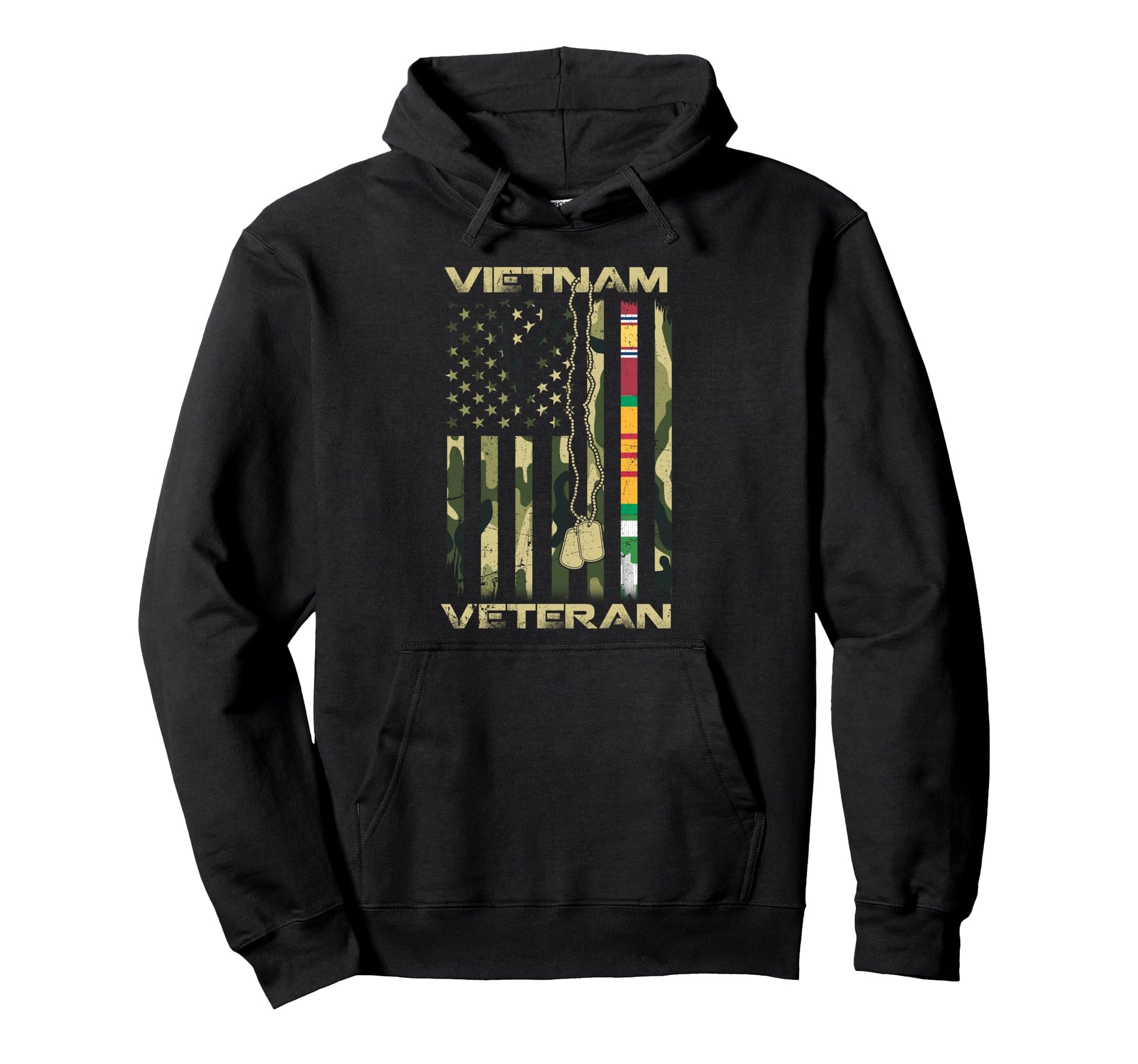 Patriotic Us Vietnam War Veteran Flag Hoodie - Fun Novelty Design Unisex - T-Shirt, Sweatshirt, Hoodie