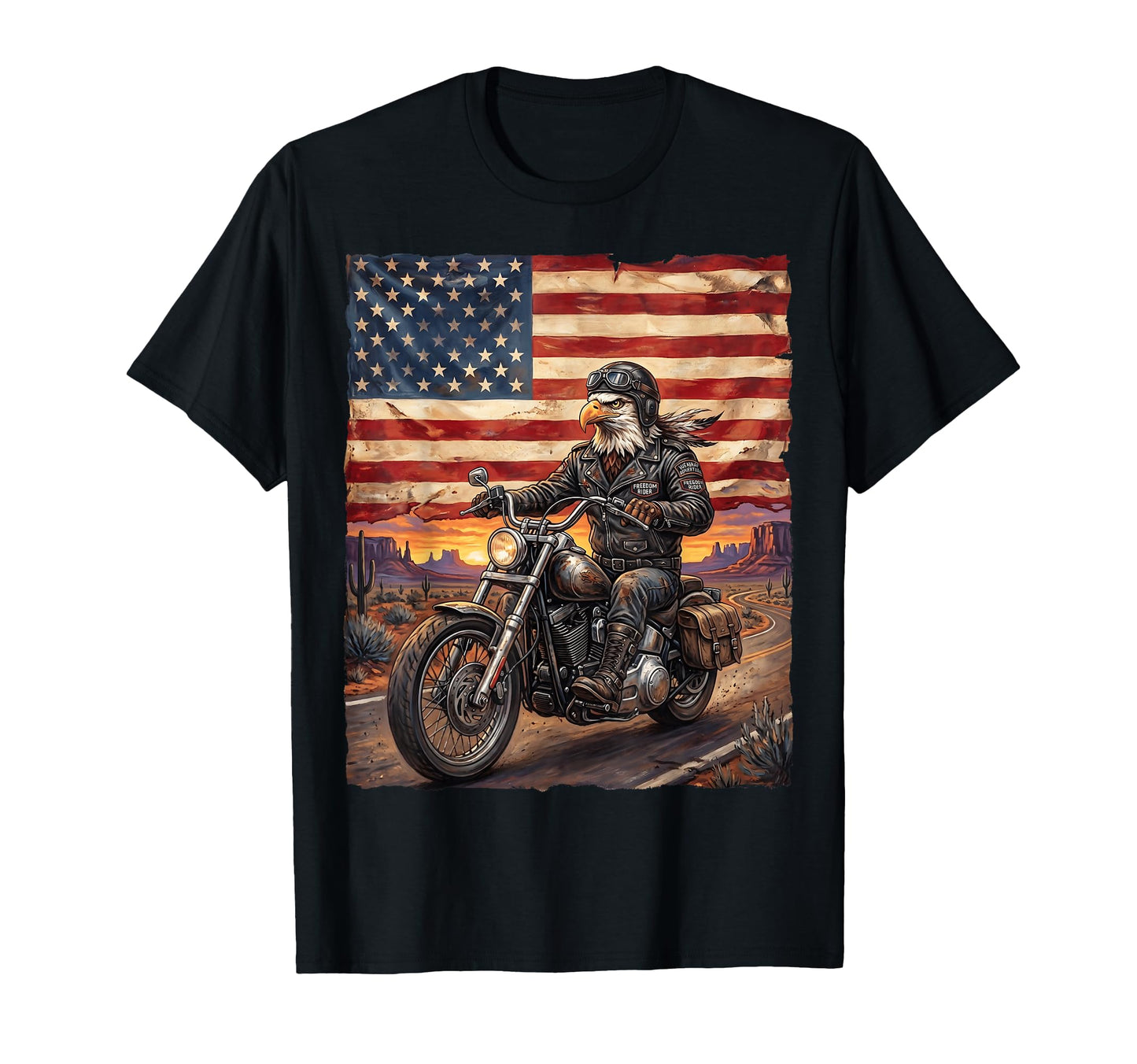 American Flag Biker Eagle Patriotic T-Shirt - Novelty Apparel Men Women - T-Shirt, Sweatshirt, Hoodie